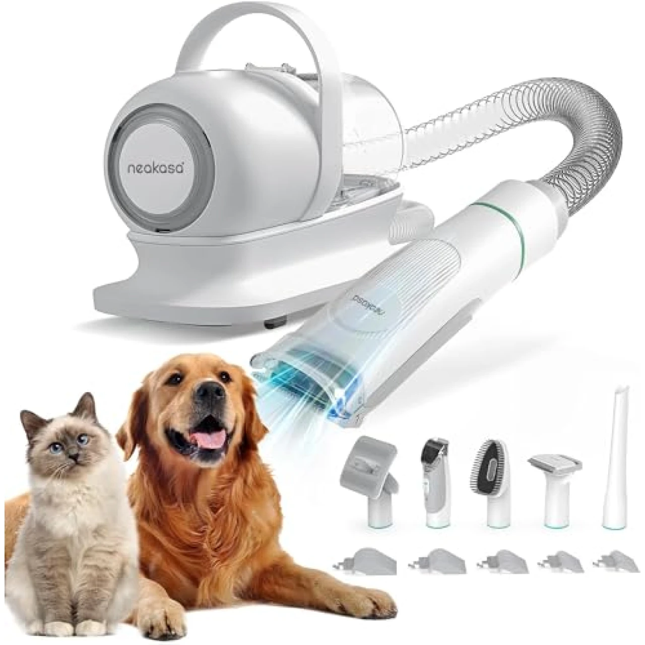 neabot Neakasa P1 Pro Pet Grooming Kit &amp; Vacuum Suction 99% Pet Hair, Professional Clippers with 5 Proven Grooming Tools for Dogs Cats and Other Animals