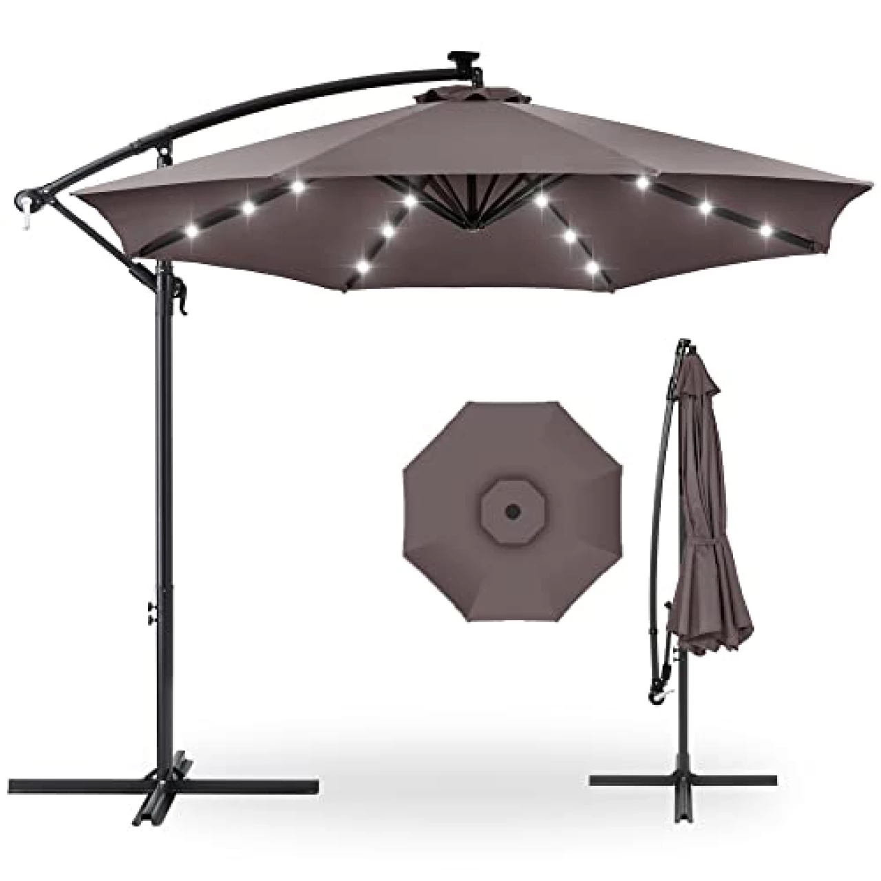 Best Choice Products 10ft Solar LED Offset Hanging Market Patio Umbrella