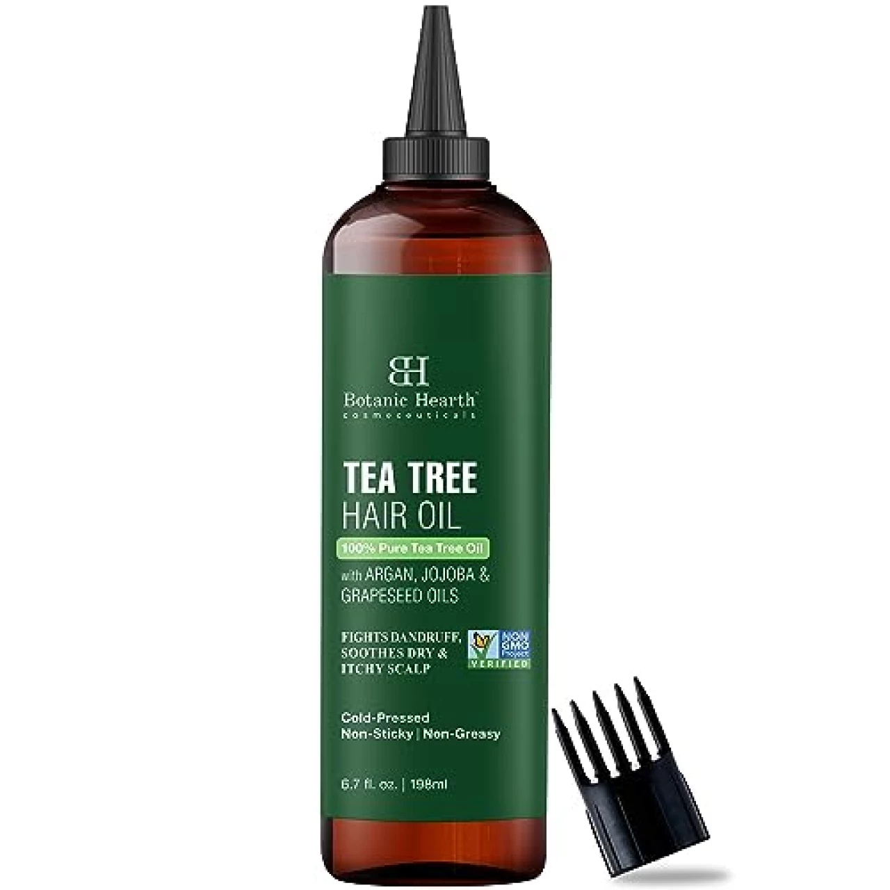 Botanic Hearth Tea Tree Oil for Hair | With Argan, Jojoba &amp; Grapeseed Oils | Soothes Itchy Scalp &amp; Fights Dandruff | Non GMO Verified | 6.7 fl oz