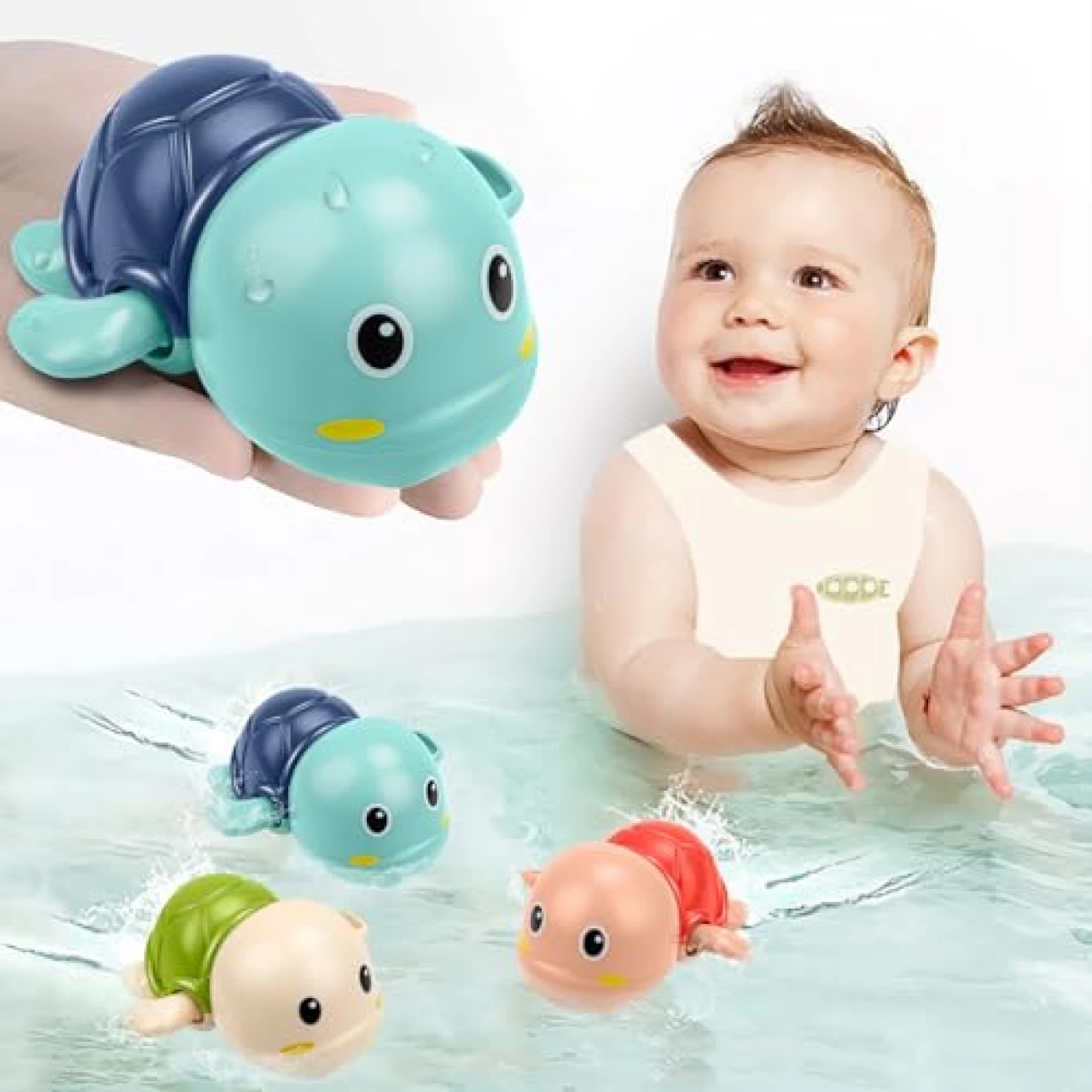 Bath Toys for Toddlers 1-3 Year Old Boys Gifts, Swimming Turtle Bath Toys, Floating Wind-up Bathtub Toys for Baby, Toddler Pool Water Toys for 1 2 3 4 Year Old Boys Girls Gifts