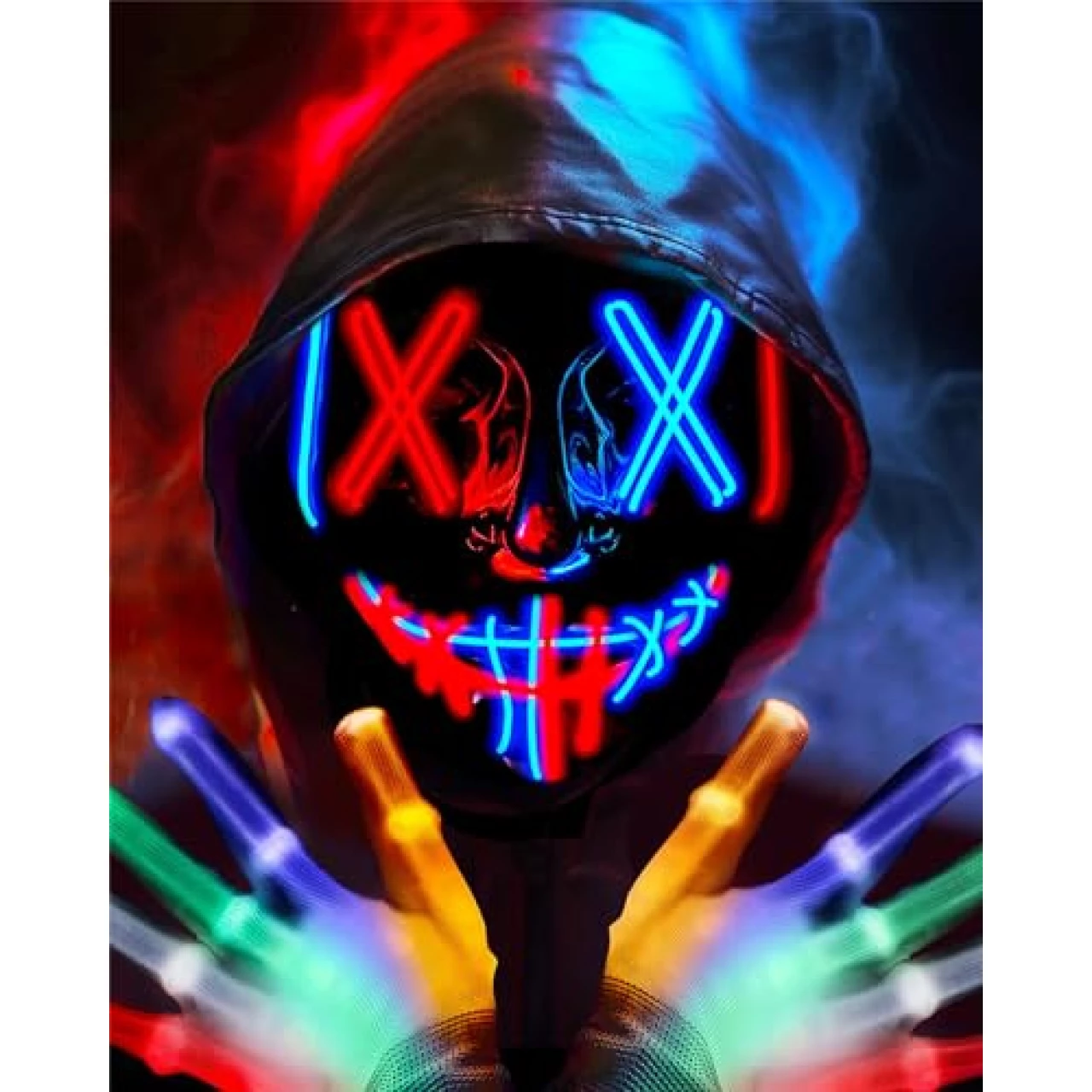 letosan Halloween Mask LED Light Up Purge Mask with LED Gloves