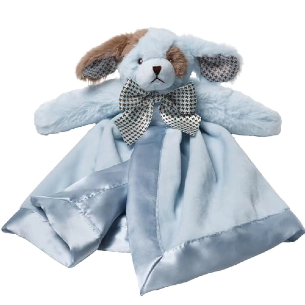Bearington Baby Waggles Snuggler, 15 Inch Blue Puppy Dog Plush Stuffed Animal Security Blanket Lovey for Babies