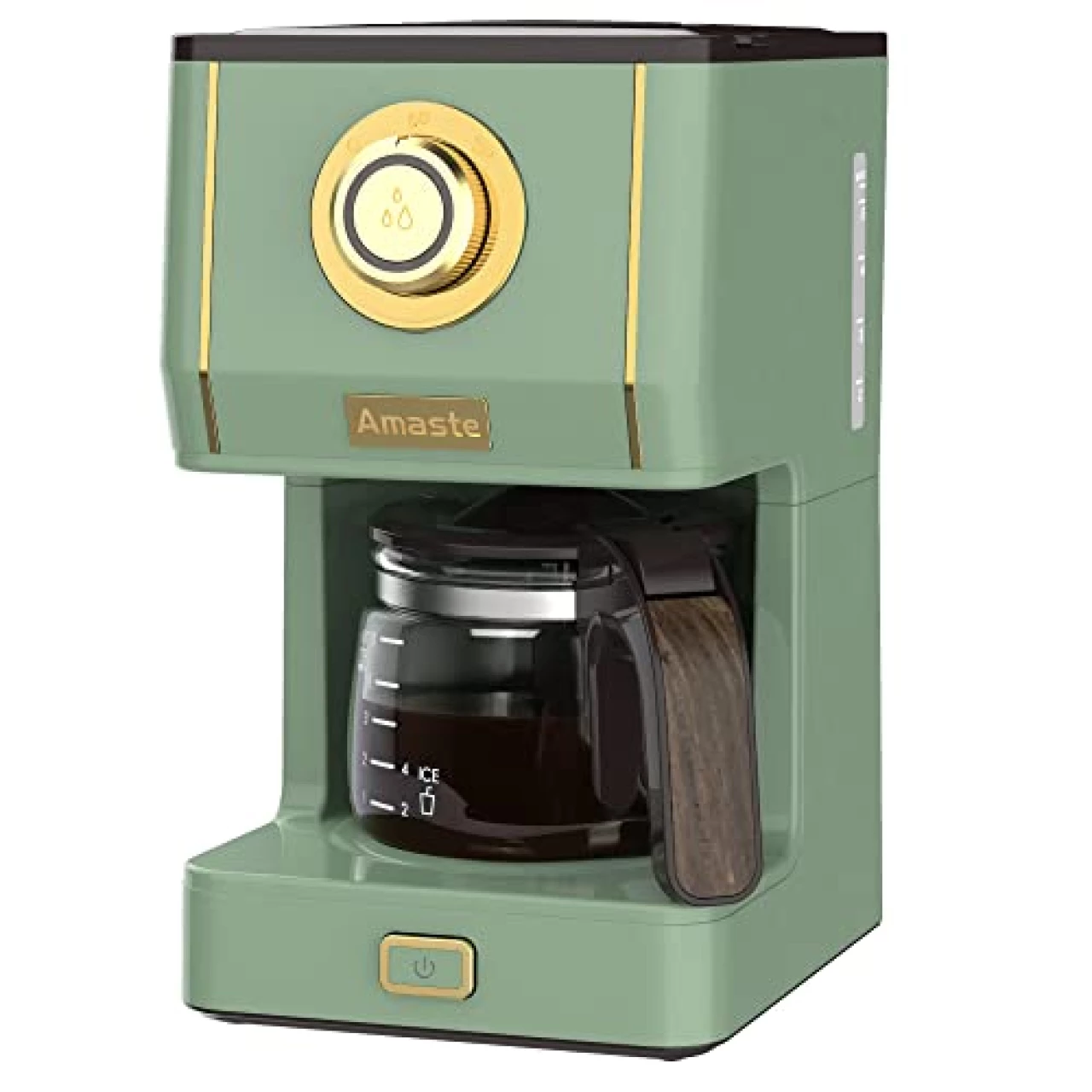 Amaste Drip Coffee Machine with 25 Oz Glass Pot, Retro Style Maker with Reusable Coffee Filter &amp; Three Brewing Modes, 30minute-Warm-Keeping, Matcha Green