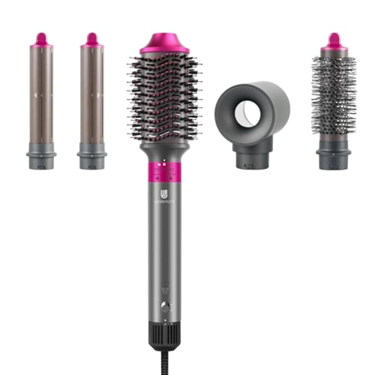 Hair Dryer Brush, webeauty 5 in 1 One Step Professional Hot Air Brush Set for Fast Drying, Curling Drying, Straightening Combing, Hair Styler (Grey+Red)