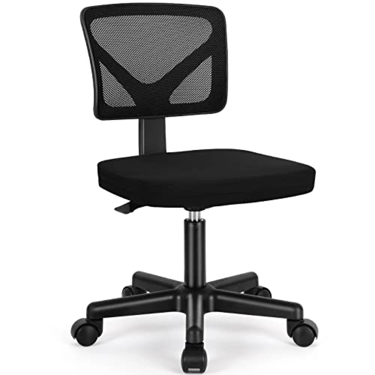 AFO Small Desk Chair Armless with Ergonomic Lumbar Support, Adjustable Height Breathable Mesh with Backrest, 360 Degree Swivel Rolling, for Study, Office, Conference Room, Black
