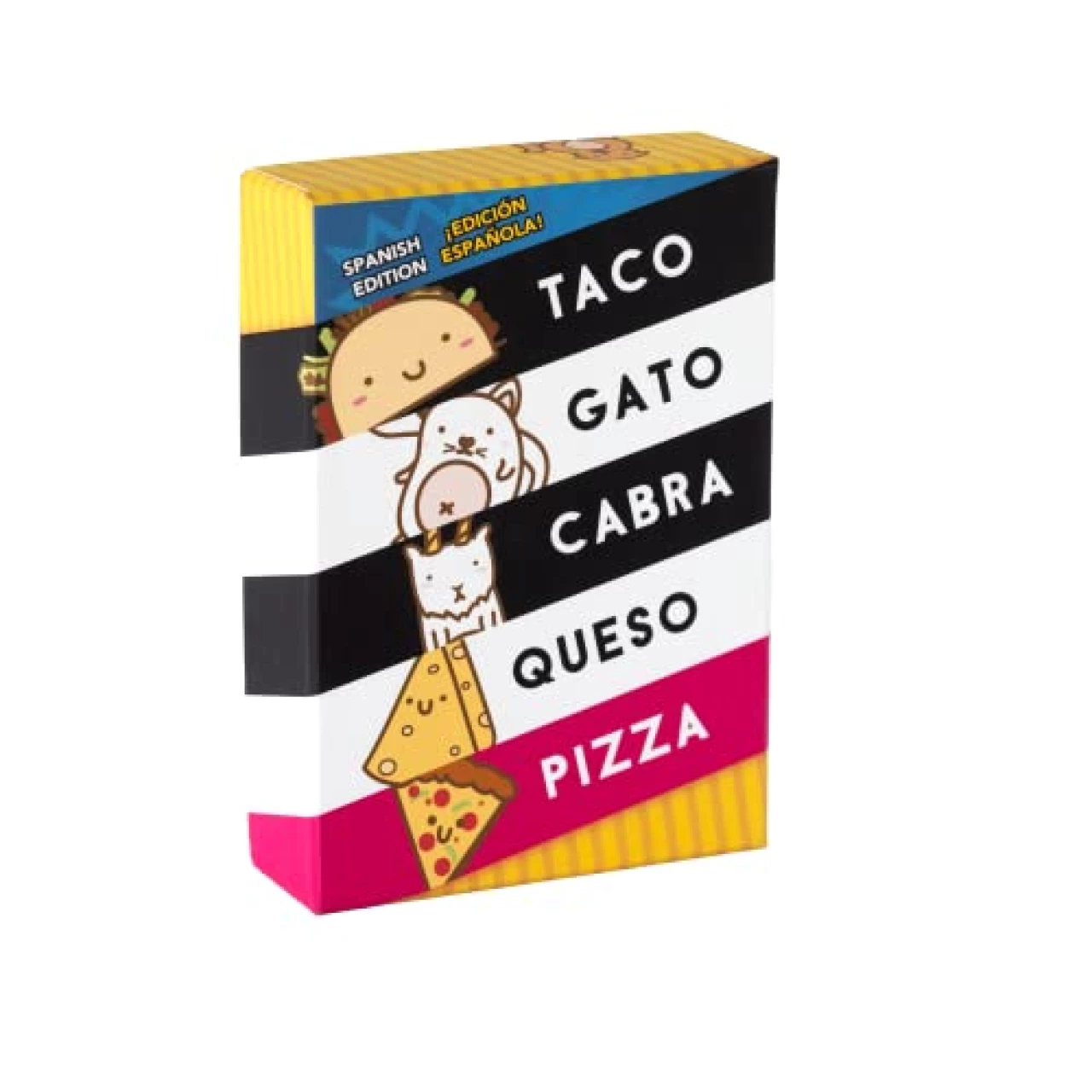 Taco Cat Goat Cheese Pizza - Spanish Edition! ¡Taco Gato Cabra Queso Pizza - Edición Española! Ages 8+, 10-15min Play time, 2-8 Players