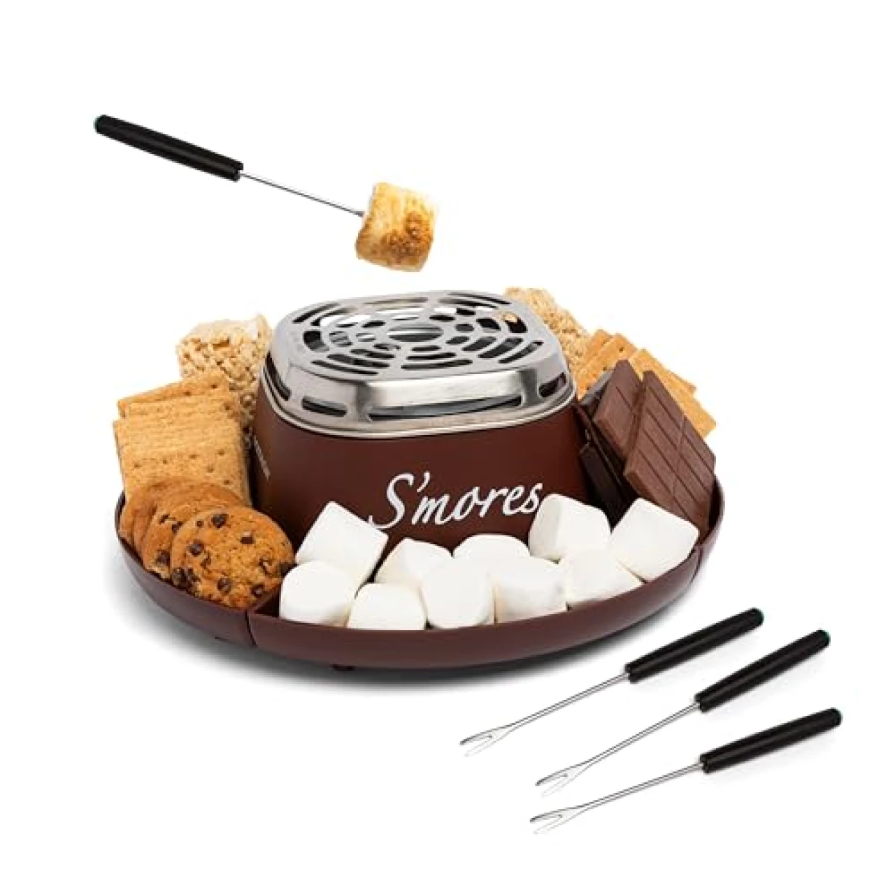 Nostalgia Tabletop Indoor Electric S&rsquo;mores Maker - Smores Kit With Marshmallow Roasting Sticks and 4 Trays