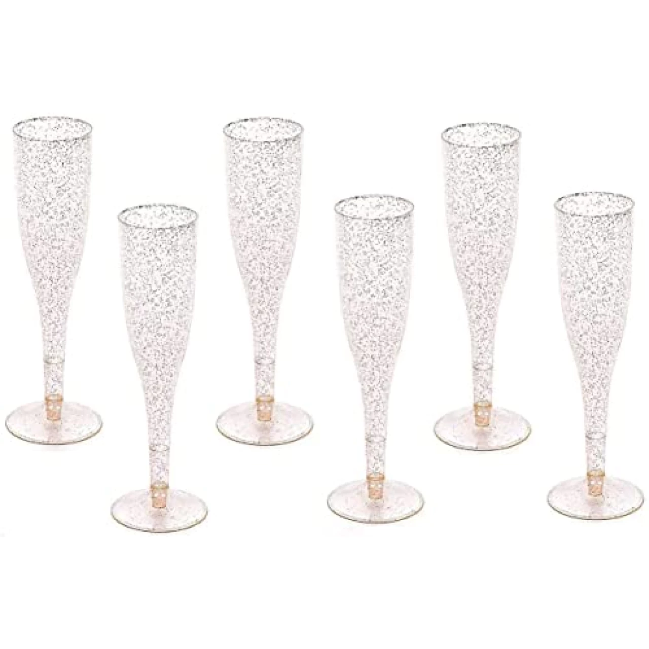 Oojami Gold Glitter Plastic Classicware Glass Like Champagne Wedding Parties Toasting Flutes (1 Box = Quantity 30)