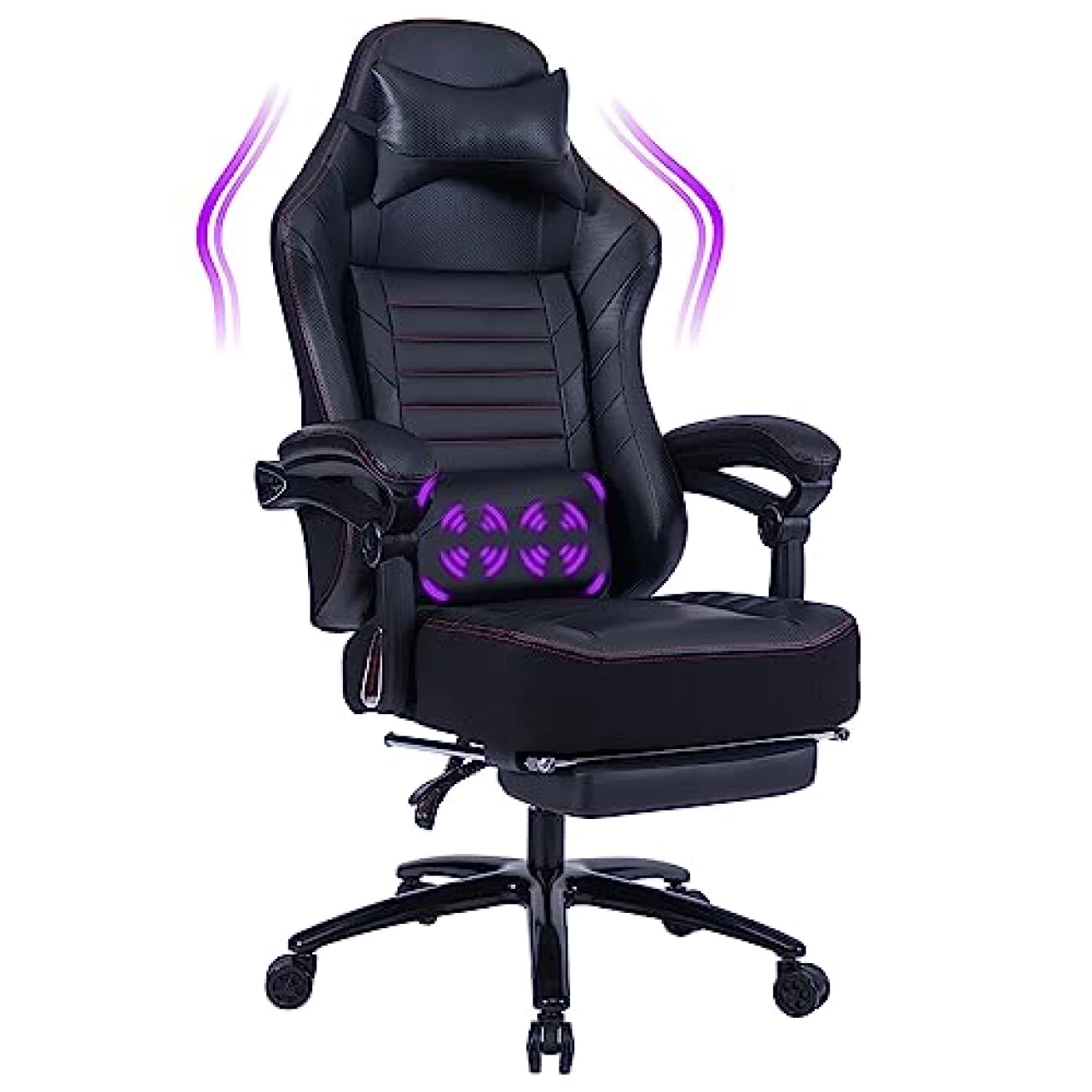 Fantasylab Big and Tall Gaming Chair 400lb Gaming Chair with Footrest Massage Gaming Chair Memory Foam Adjustable Tilt Back Angle and Arm High