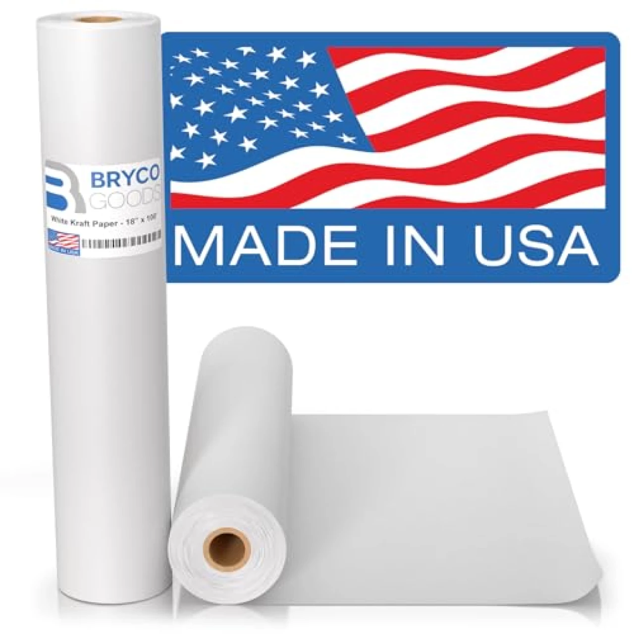 White Kraft Arts and Crafts Paper Roll - 18 inches by 100 Feet (1200 Inch) - Ideal for Paints, Wall Art, Easel Paper, Long Lasting Bulletin Board Paper, Gift Wrapping Paper, Kids Crafts - Made in USA
