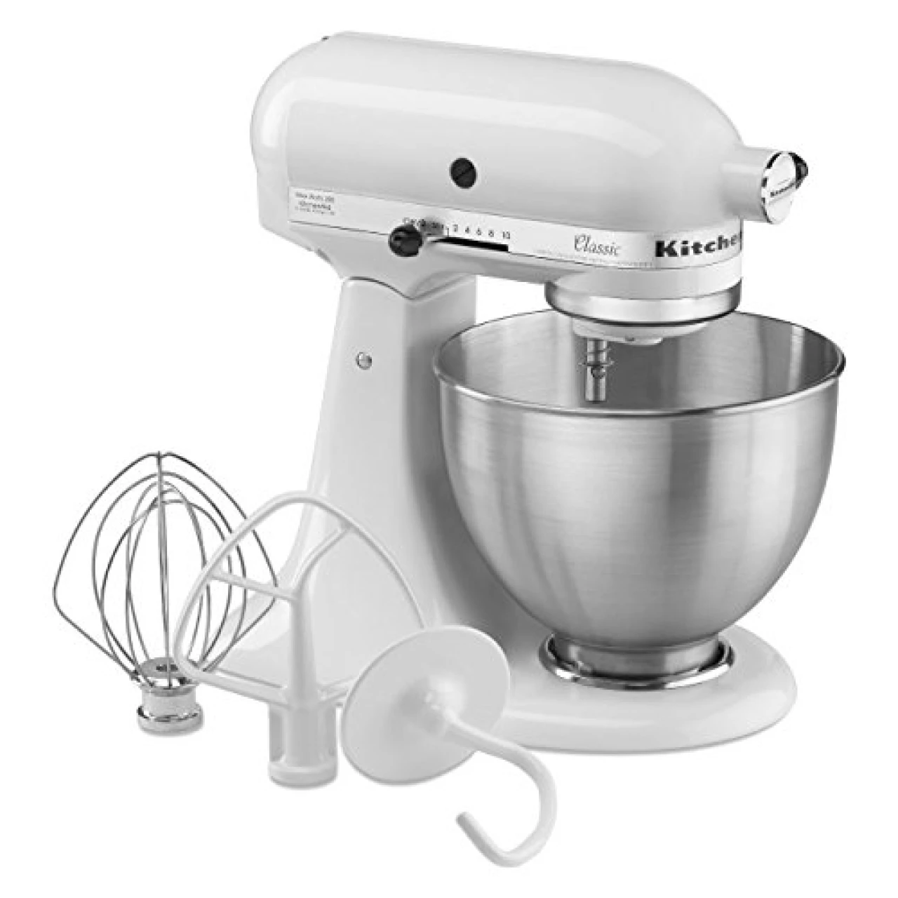 KitchenAid Classic Series 4.5 Quart Tilt-Head Stand Mixer K45SS, White