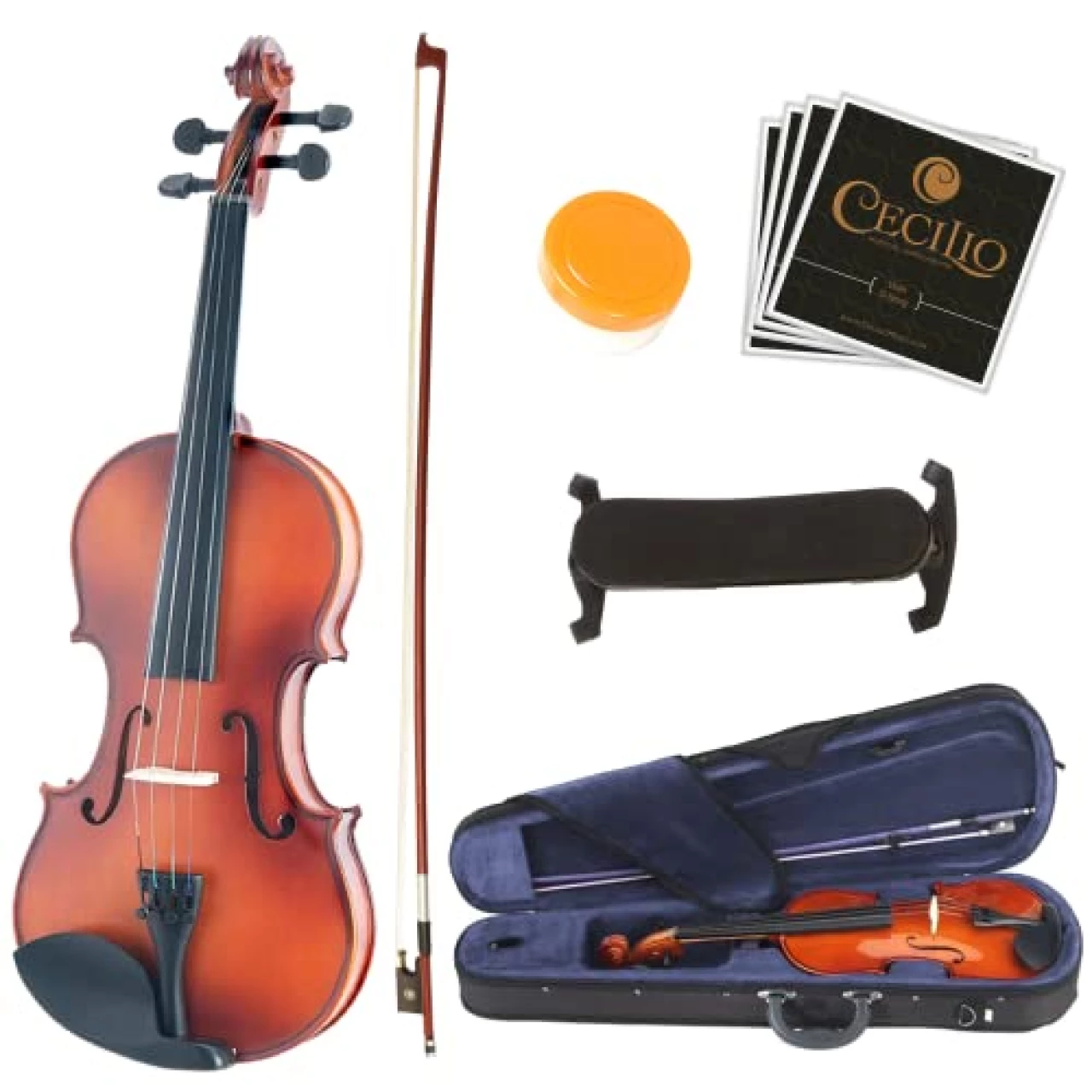 Mendini By Cecilio Violin For Beginners, Kids &amp; Adults - Beginner Kit For Student w/Hard Case, Rosin, Bow