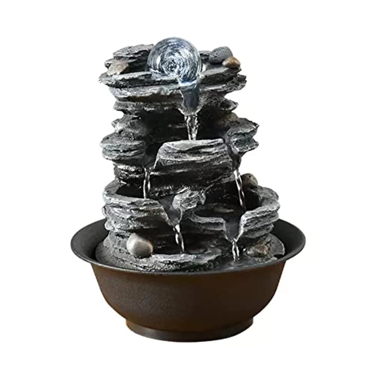 Tabletop Fountains Tabletop Fountain Resin Rock Waterfall Meditation Fountain Indoor Relax Desktop Fountain