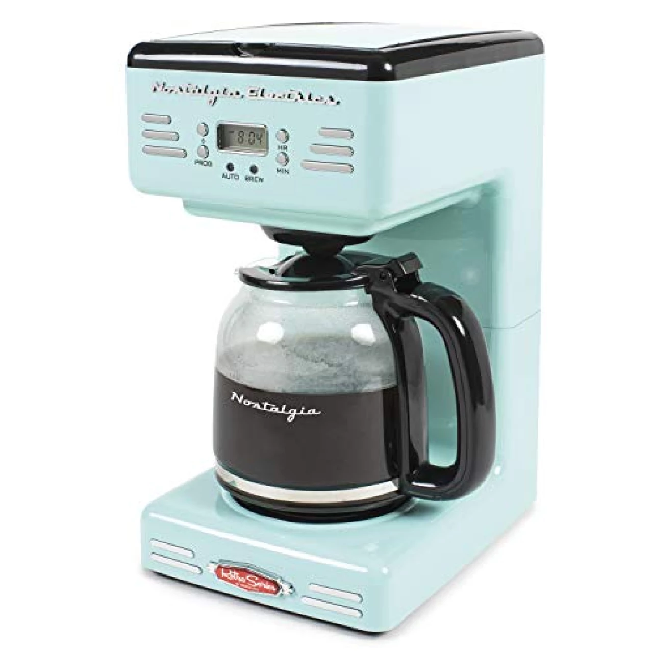 Nostalgia Retro 12-Cup Programmable Coffee Maker With LED Display, Automatic Shut-Off &amp; Keep Warm, Pause-And-Serve Function, Aqua