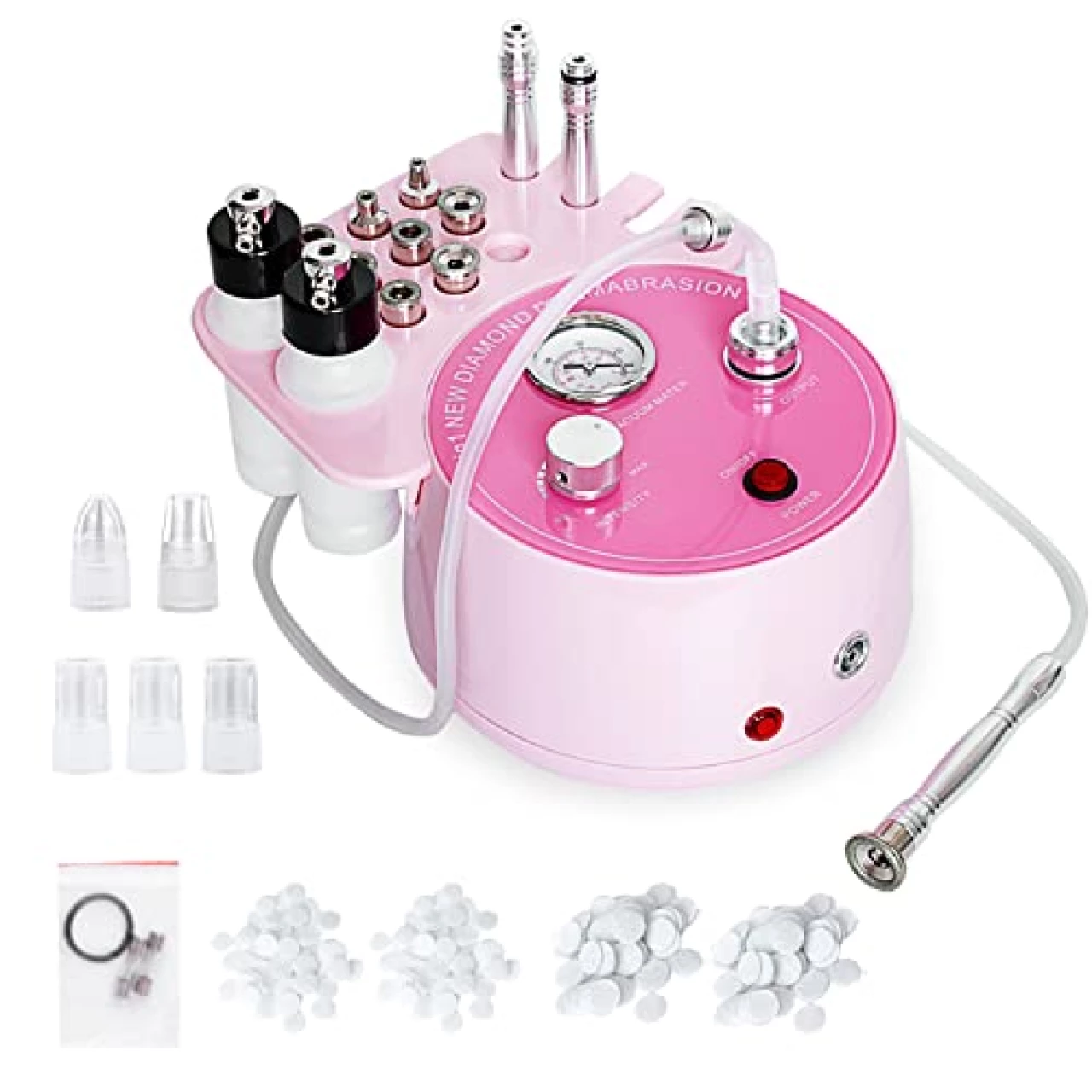 Diamond Microdermabrasion Machine Professional Plus, AIMENGXI 3 in 1 Pink Diamond Dermabrasion Facial Beauty Equipment Skin Care for Vacuum Blackhead Removal &amp; Spray[Suction Power: 0-70 cmHg]