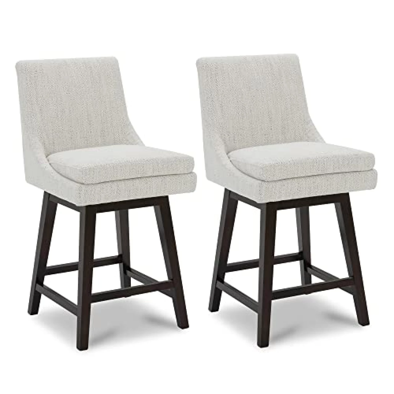 CHITA Counter Height Swivel Barstool with Back Set of 2, Upholstered Fabric Bar Stool, 26.8&quot; H Seat Height, Fabric in Ivory