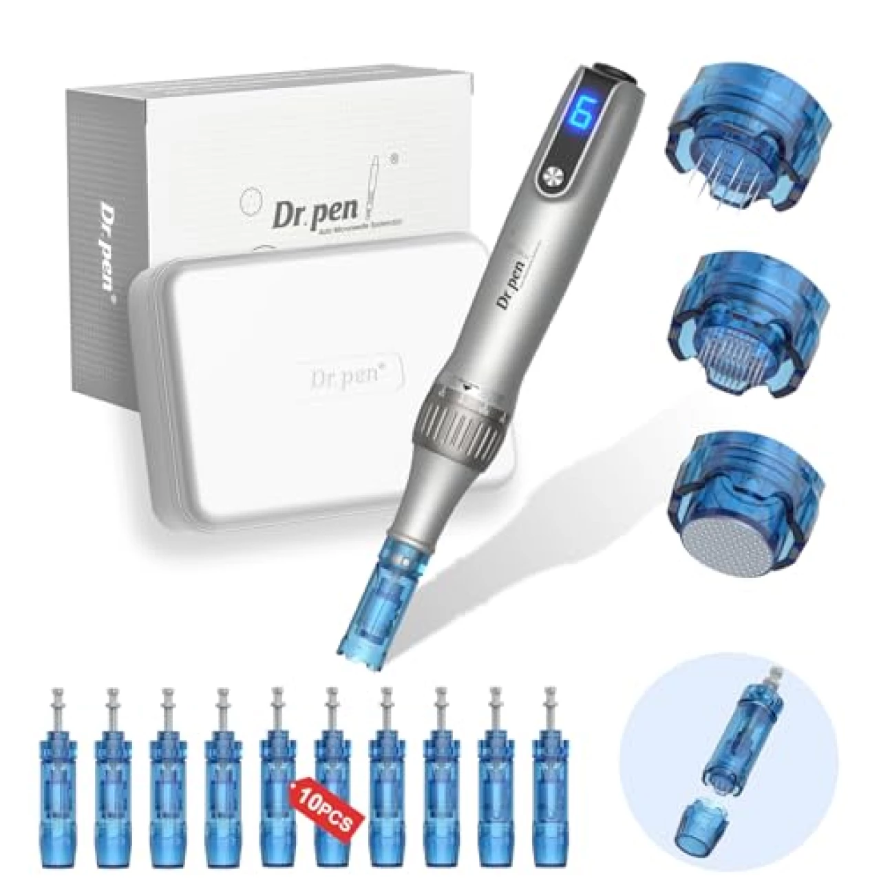 Dr. Pen Ultima M8S Microneedling Pen - Professional Derma Beauty Pen for Face and Body - Microneedle Pen with 10 Replacement Cartridges Skin Care Tool