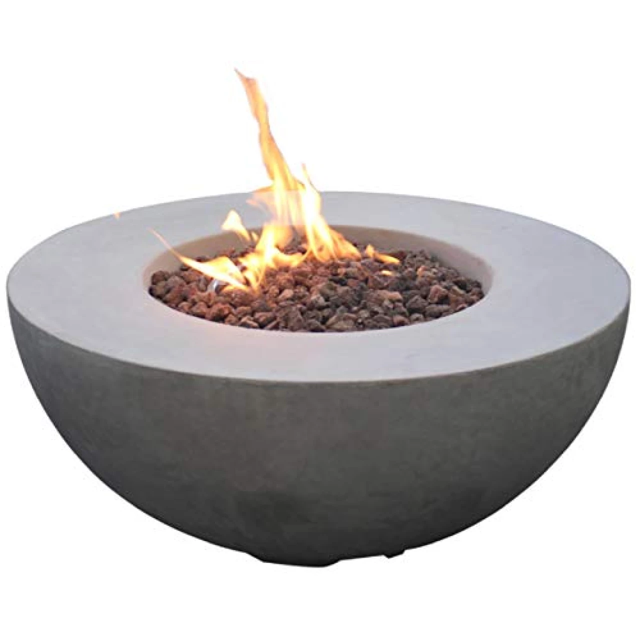 Modeno Roca Outdoor Fire Pit Propane Table 34 Inches Round Firepit Table Concrete High Floor Clearance Patio Heater Electronic Ignition Backyard Fireplace Cover Lava Rock Included