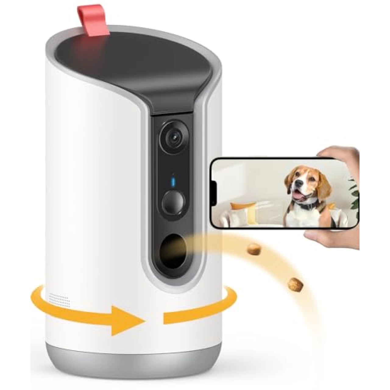 TKENPRO 2K Pet Camera Treat Dispenser, 360°View Dog Camera with Phone App, 5G&amp;2.4G WiFi 2-Way Talk Pet Camera Indoor&hellip;