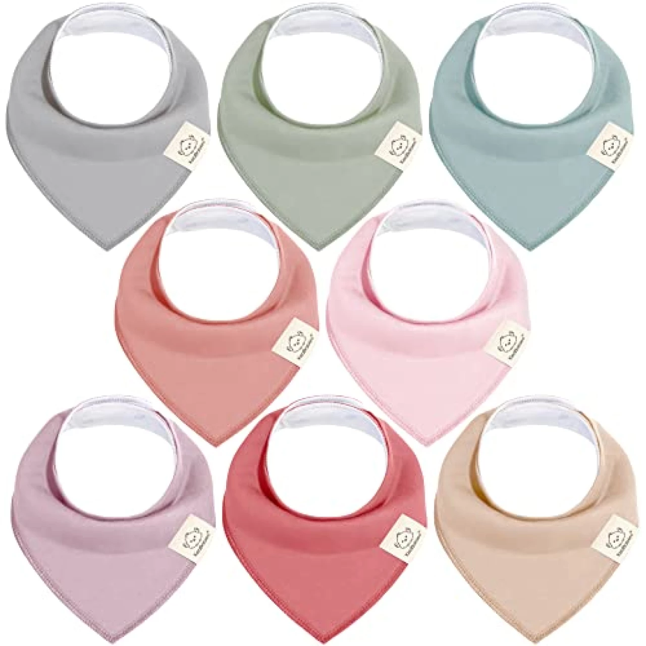 8-Pack Organic Baby Bandana Drool Bibs for Girls, Boys, Soft Cotton Teething Bibs for Infant, Toddler (Muted Pastel)