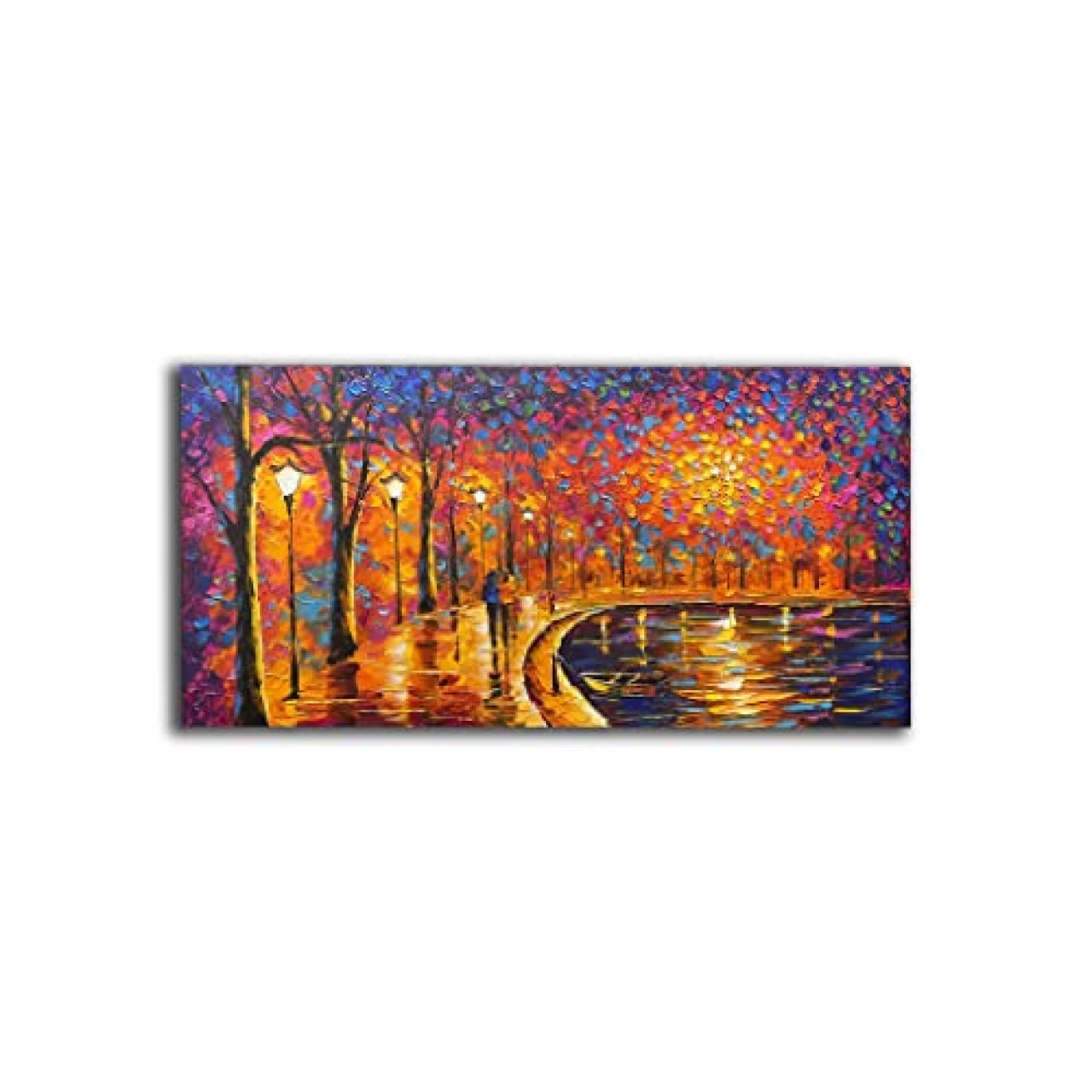 Tyed Art- Contemporary Art Landscape impressionist Oil Painting On Canvas Abstract Textured Tree artwork Painting Home Office Decorations Canvas Wall Art Painting Ready to hang 24x48inch