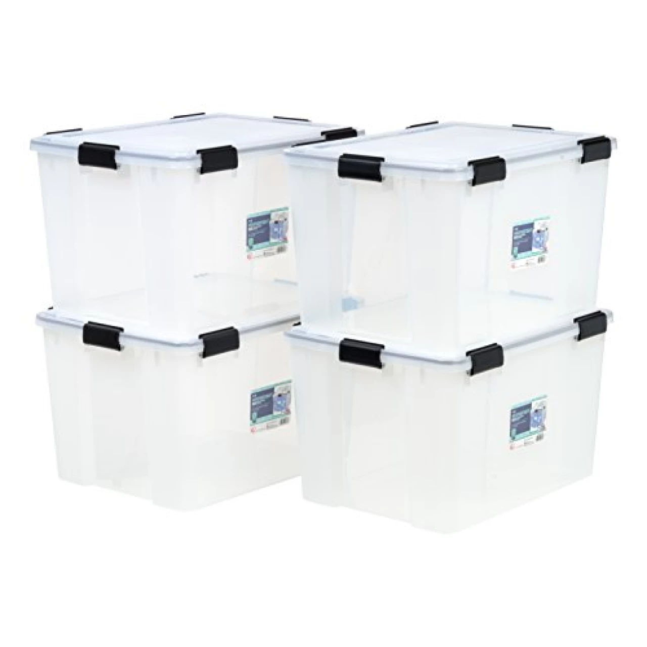 IRIS USA 4Pack 74qt WEATHERPRO Airtight Plastic Storage Bin with Lid and Seal and Secure Latching Buckles