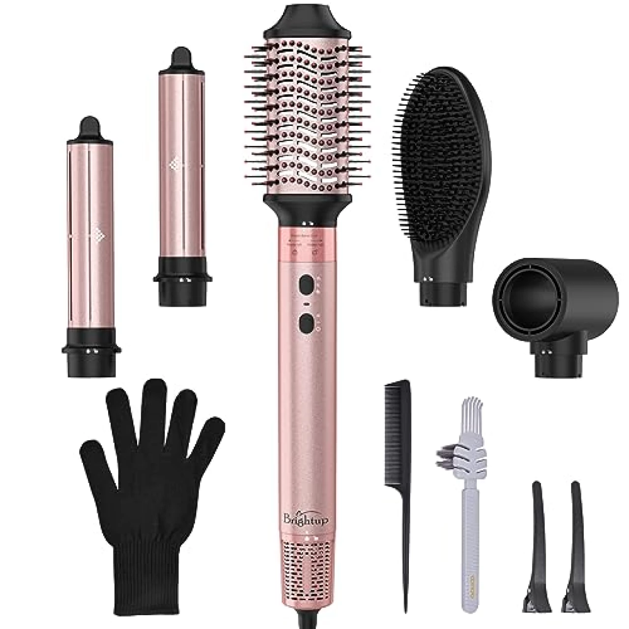 Brightup Hair Dryer Brush with 110,000 RPM High-Speed Negative Ionic Blow Dryer, Automatic Curling Iron, 5 in 1 Professional Hot Air Styler for Fast Drying Curling Volumizing Straightening &amp; Styling