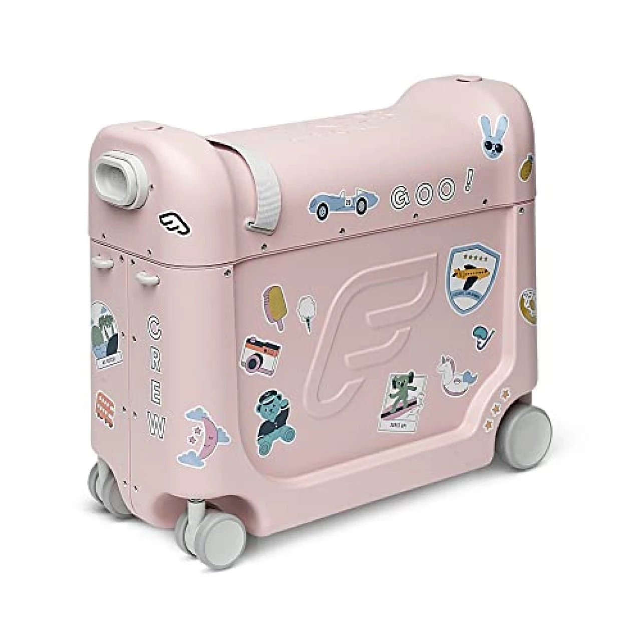 JetKids by Stokke BedBox, Pink Lemonade - Kid&rsquo;s Ride-On Suitcase &amp; In-Flight Bed - Help Your Child Relax &amp; Sleep on the Plane - Approved by Many Airlines - Best for Ages 3-7