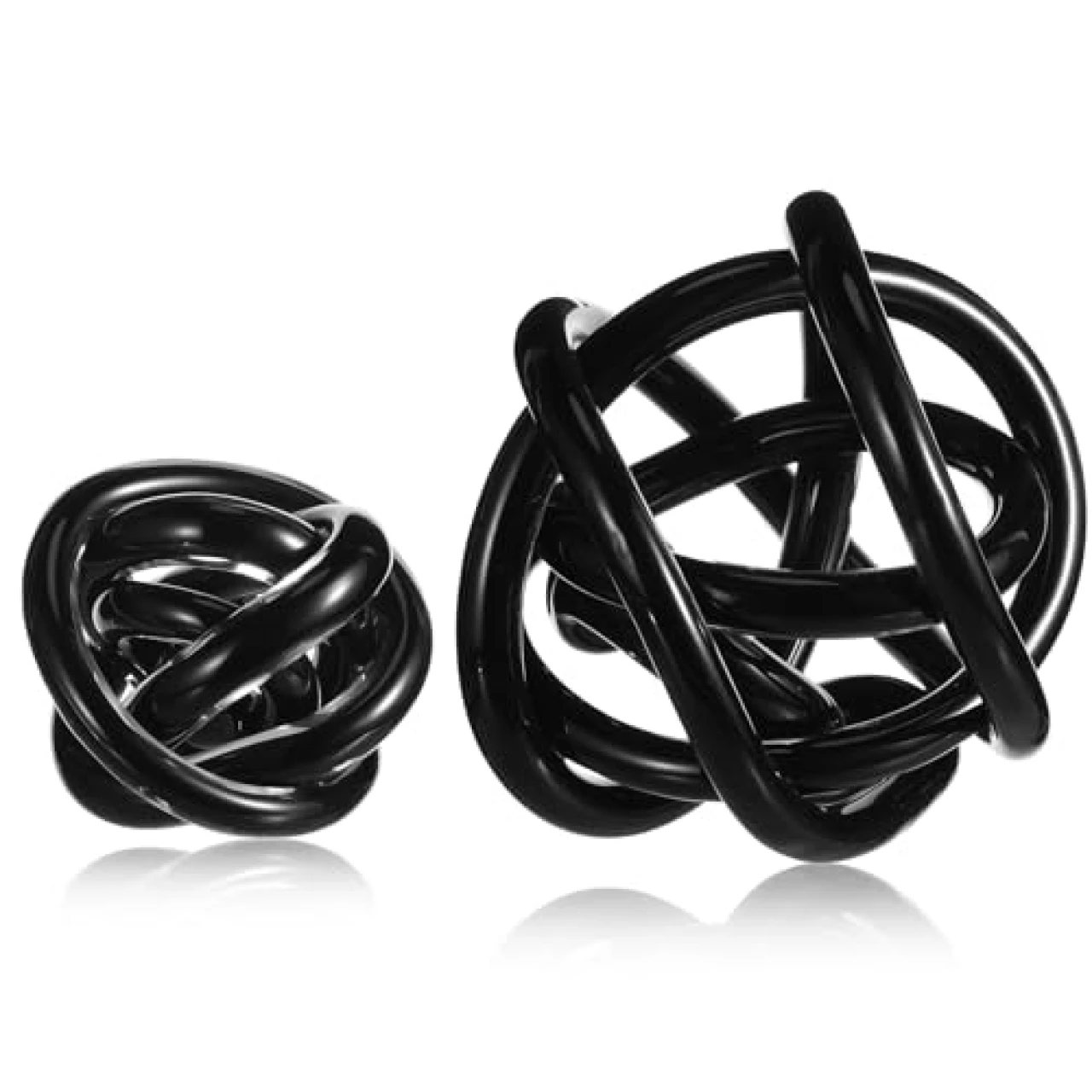 Tioncy 2 Pcs Glass Knot Decor 3.9&rsquo;&rsquo;/5.9&rsquo;&rsquo; Large Orbit Glass Ball for Shelf Decor Accents Tabletop Centerpiece Abstract Decor Room Living Room Office Modern Art Sculpture Bedroom Decor(Black)