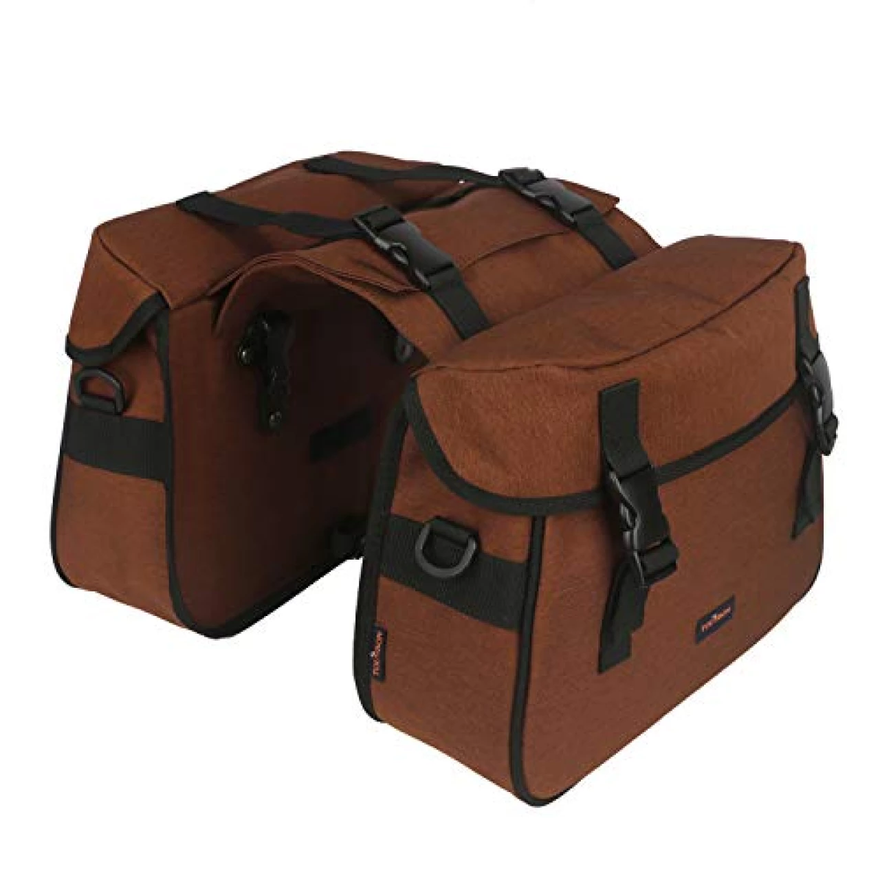 TOURBON Nylon Double Pannier Shoulder Bags Bicycle Rear Rack Trunk Motorcycle Tail Seat Bag - Brown