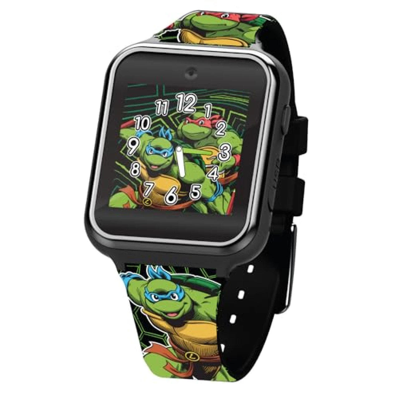 Accutime Teenage Mutant Ninja Turtles TMNT Nickelodeon Boys’ Green Educational Learning Touchscreen Smart Watch Toy - Raphael Leonardo Michelangelo Donatello (Model: TMR4150AZ)