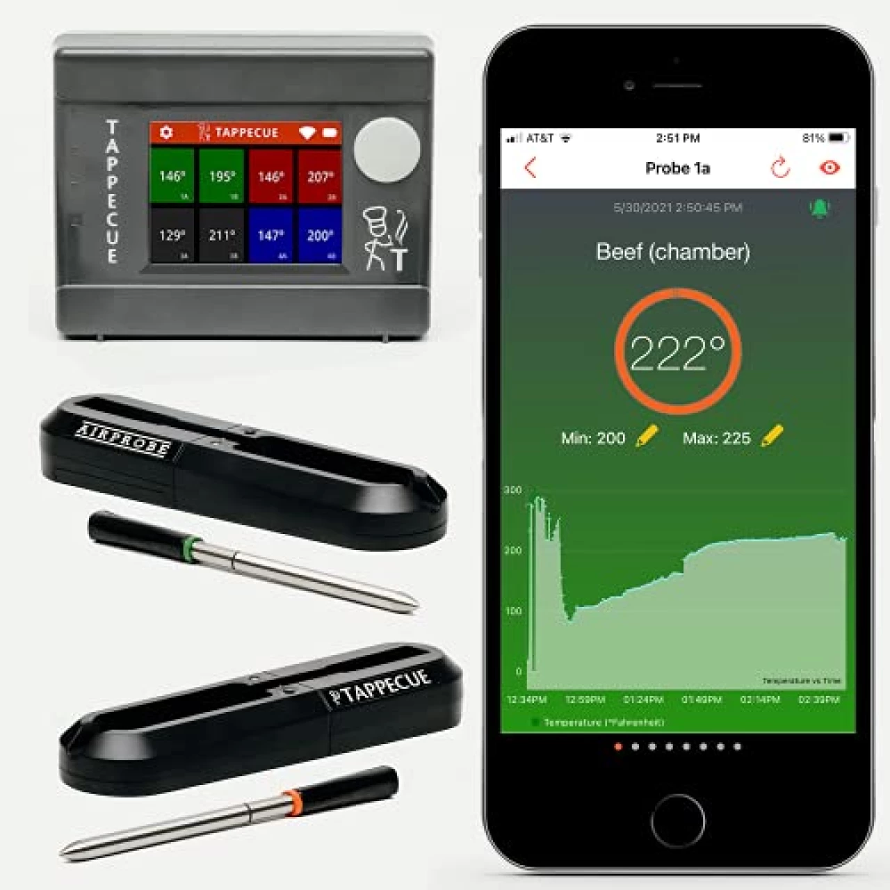 Tappecue AirProbe Deluxe Bundle - Smart WiFi and Wireless Meat Thermometer