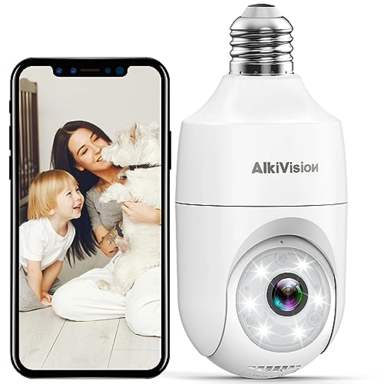 Alkivision 2K Light Bulb Security Cameras