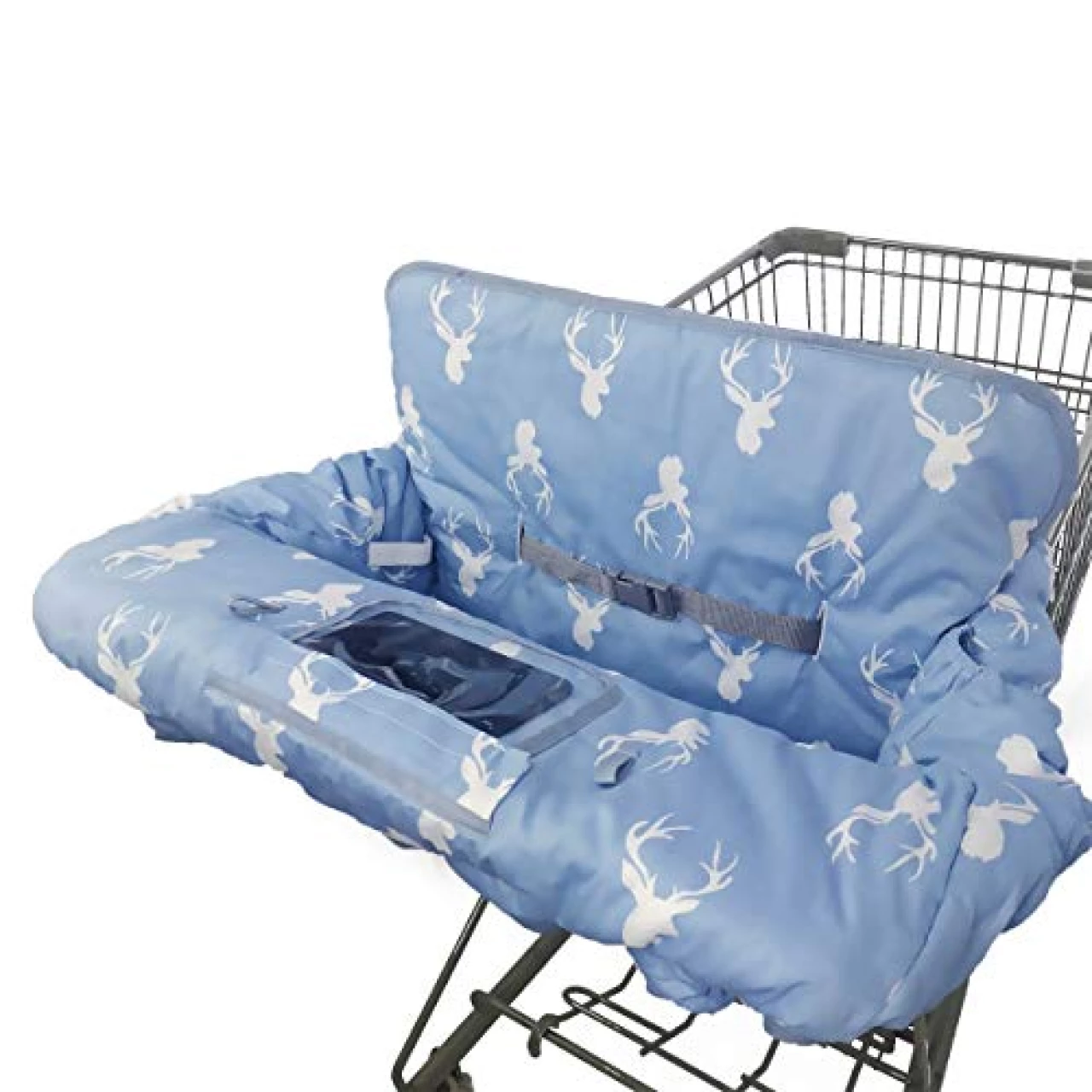 Shopping Cart Cover for Baby boy Girl, Non-Slip Design Cart Covers for Babies, Infant Cotton High Chair Cover, Machine Washable, Toddler Grocery Cover (Navy Deer)