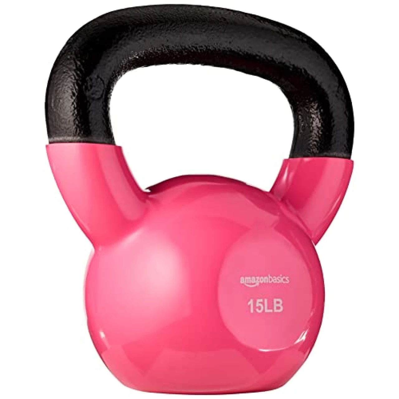 Amazon Basics Vinyl Coated Cast Iron Kettlebell, 15-Pound, Pink