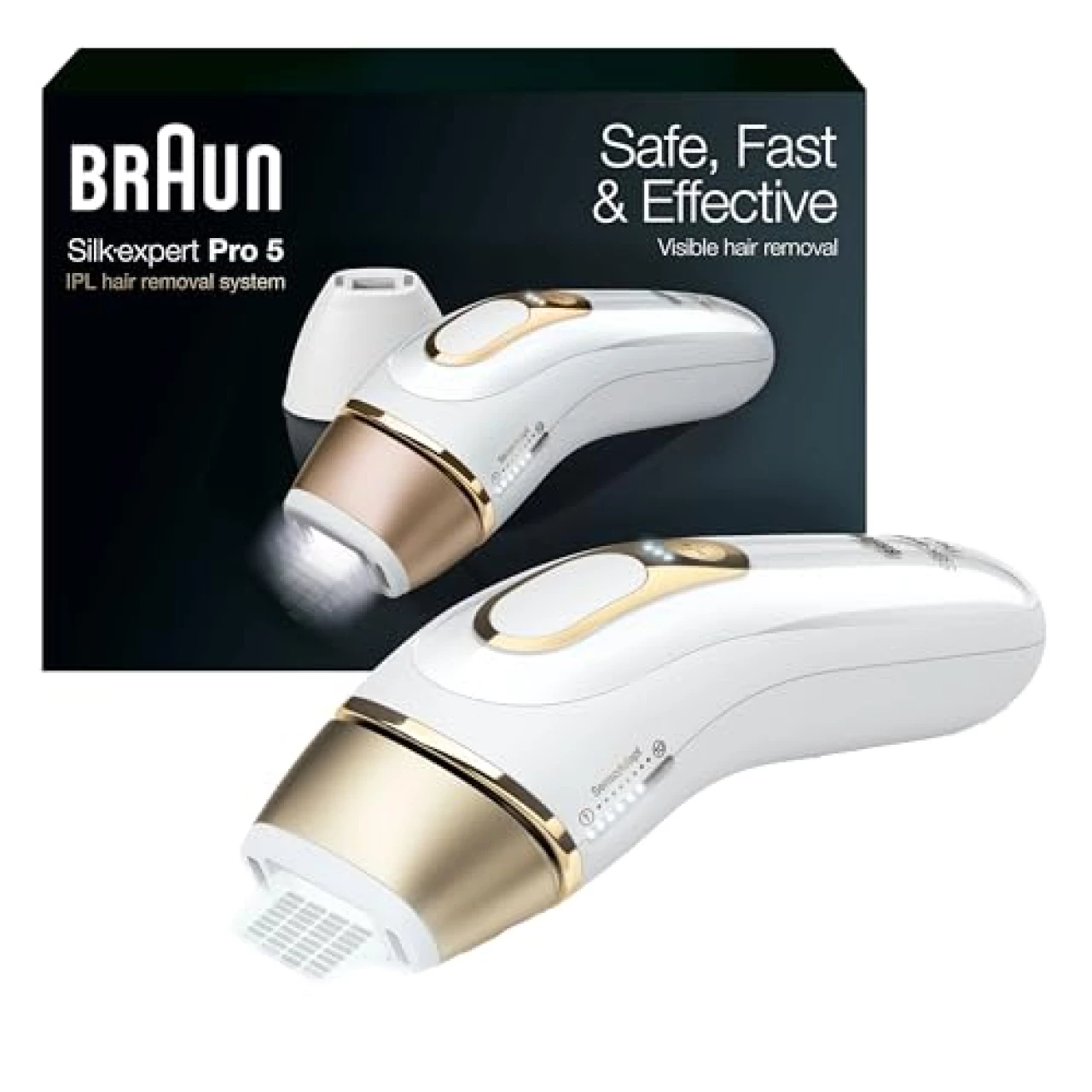 Braun IPL Long-Lasting Hair Removal for Women and Men, Silk Expert Pro 5 PL5137 with Venus Swirl Razor, Long-lasting Reduction in Hair Regrowth for Body &amp; Face, Corded