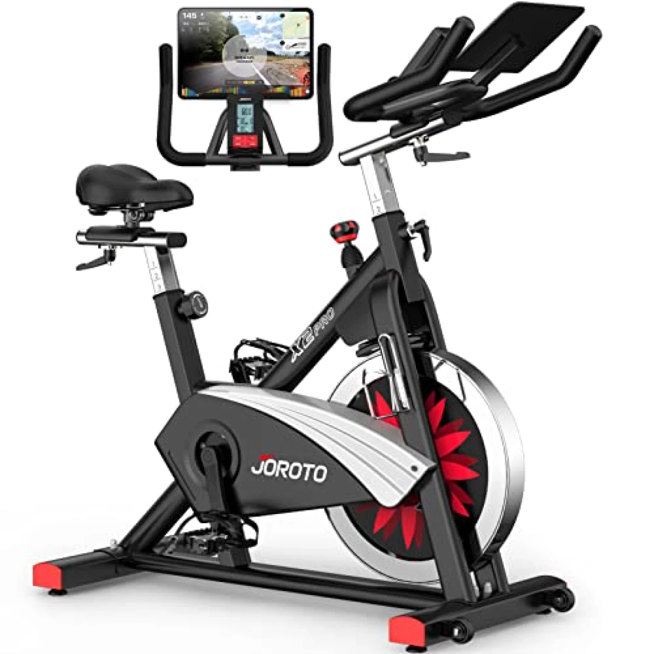 JOROTO X2PRO Bluetooth Exercise Bike, Stationary Indoor Cycling Bike with Readable 100 Levels Magnetic Resistance, Plus 12.6 inch Tablet Bracket