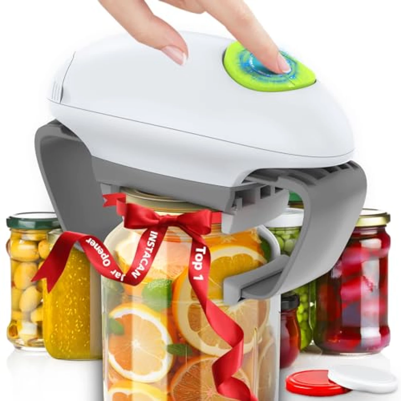 Higher Torque and One Touch Electric Jar Opener (White)