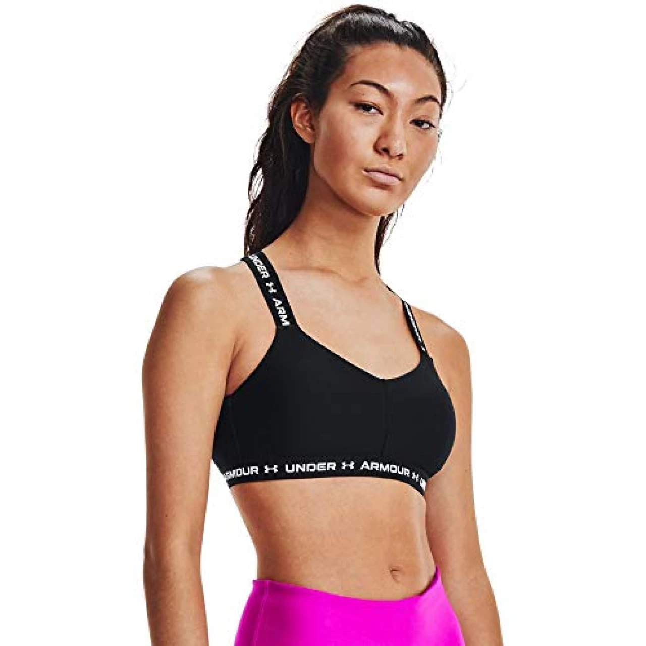 Under Armour Women&rsquo;s Crossback Low Sports Bra , Black (001)/White , Medium