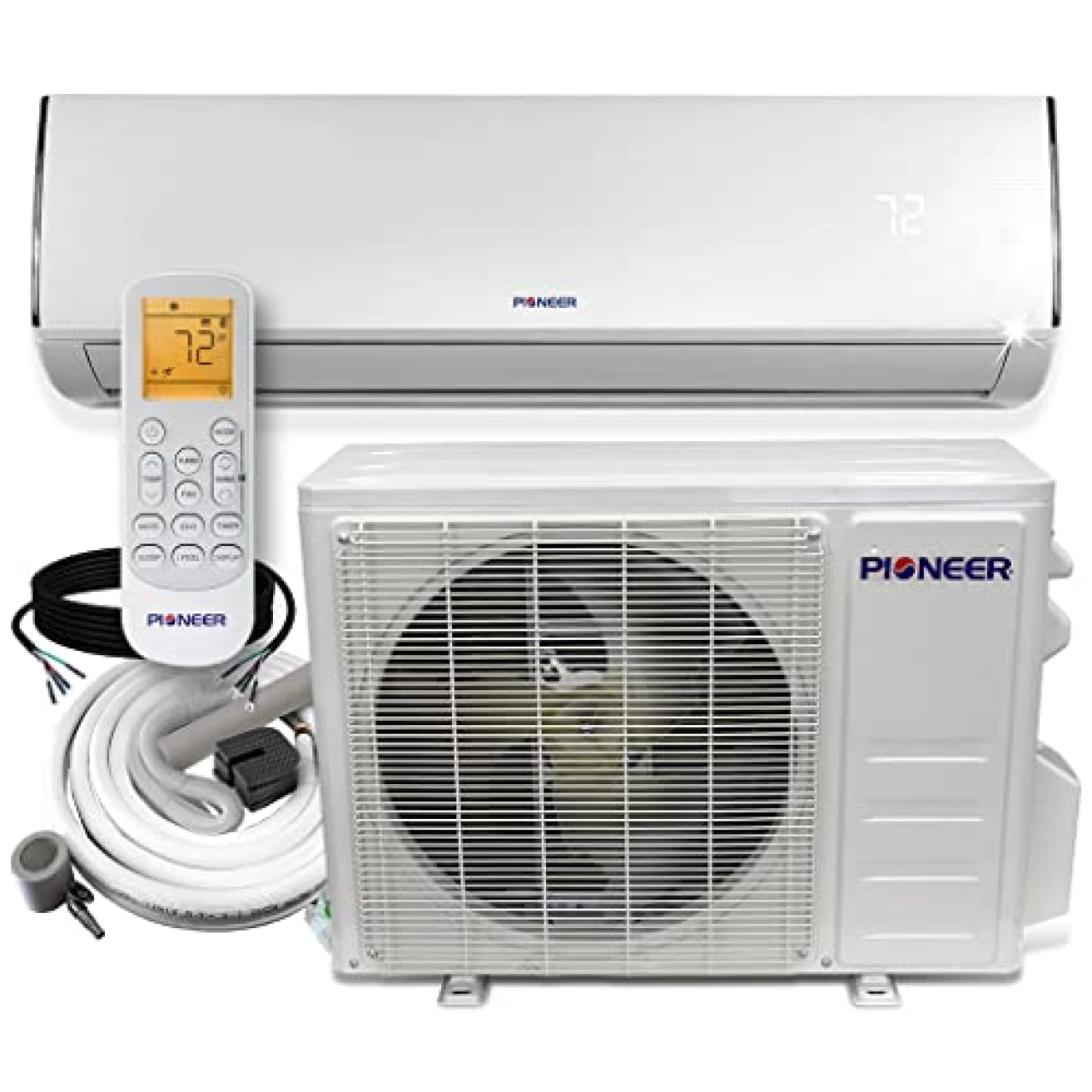 PIONEER Diamante Series Ductless Mini-Split Air Conditioner Inverter Heat Pump Full Set with 16 Ft. Kit