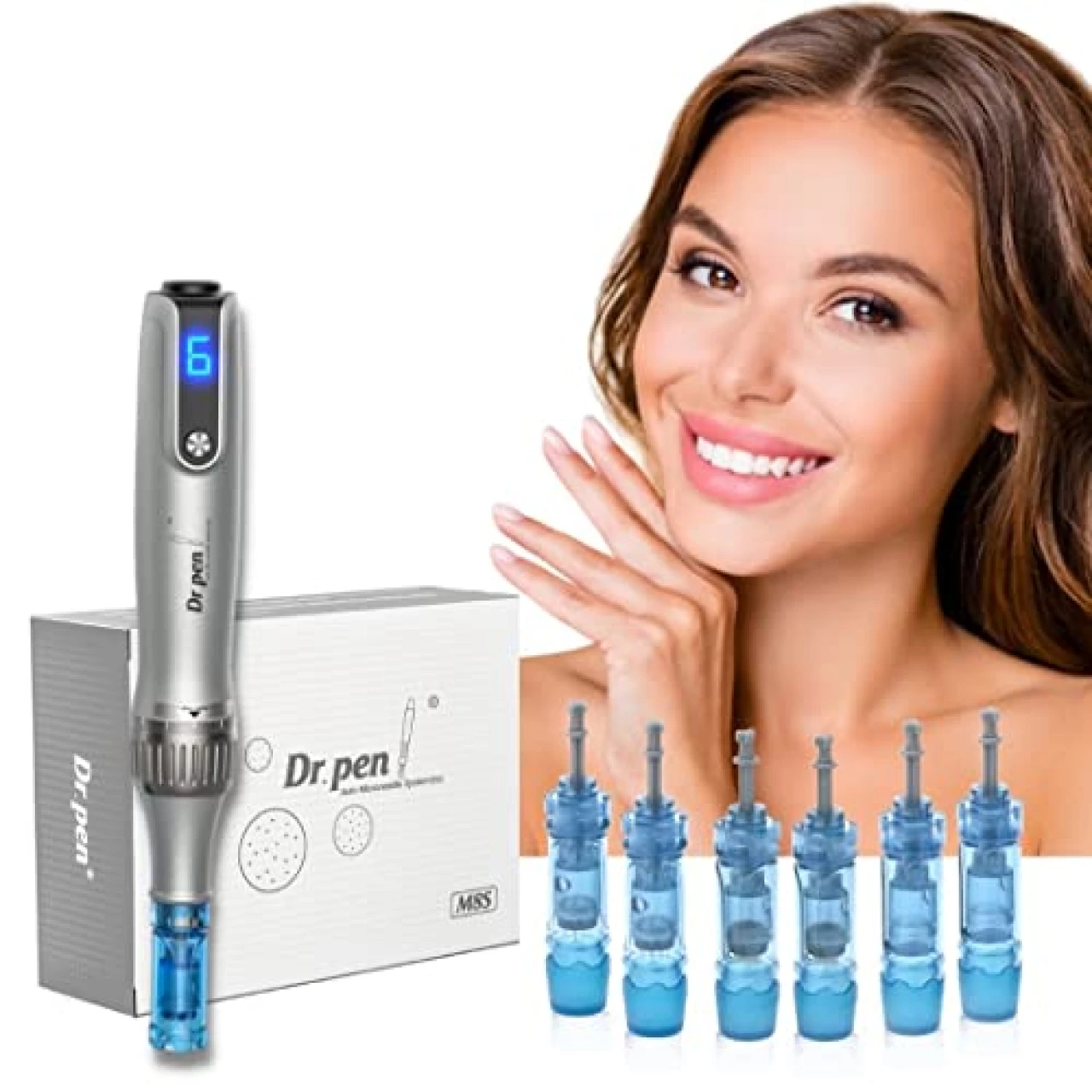 Dr. Pen Ultima M8S - Wireless Beauty Pen - Skin Care Tool Kit + 0.25mm 12pins х2 + 0.25mm 36pins х2 + Round Nano x2