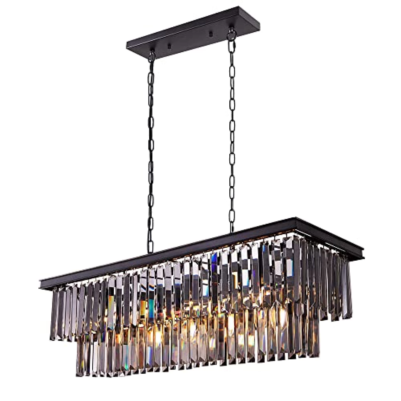 Wellmet Black Crystal Chandelier, 9-Light Modern Farmhouse Chandeliers