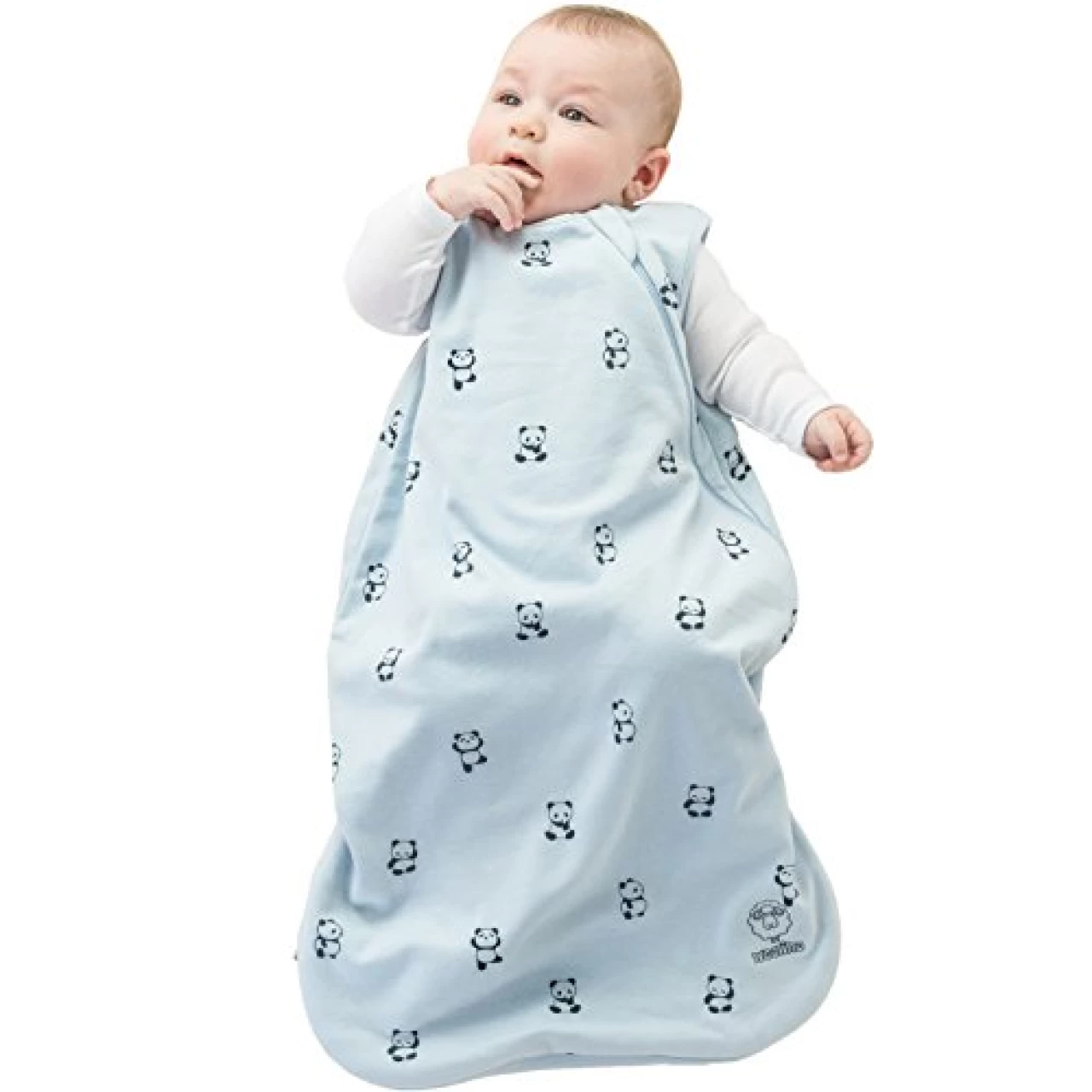 Woolino 4 Season Basic Baby Sleep Bag - Merino Wool and Organic Cotton - Two-Way Zipper Newborn Sleeping Sack - Infant Wearable Blanket - 0-6 Months - Panda