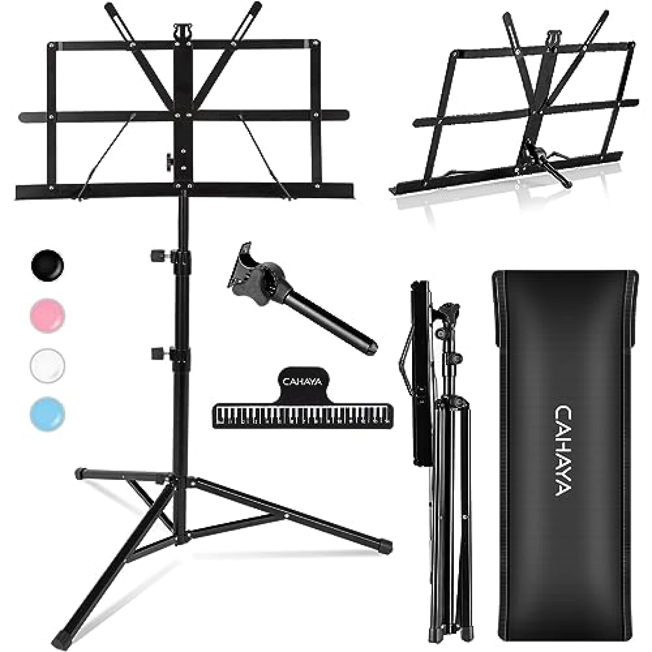 CAHAYA 2 in 1 Dual Use Extra Stable Reinforced Folding Sheet Music Stand &amp; Desktop Book Stand