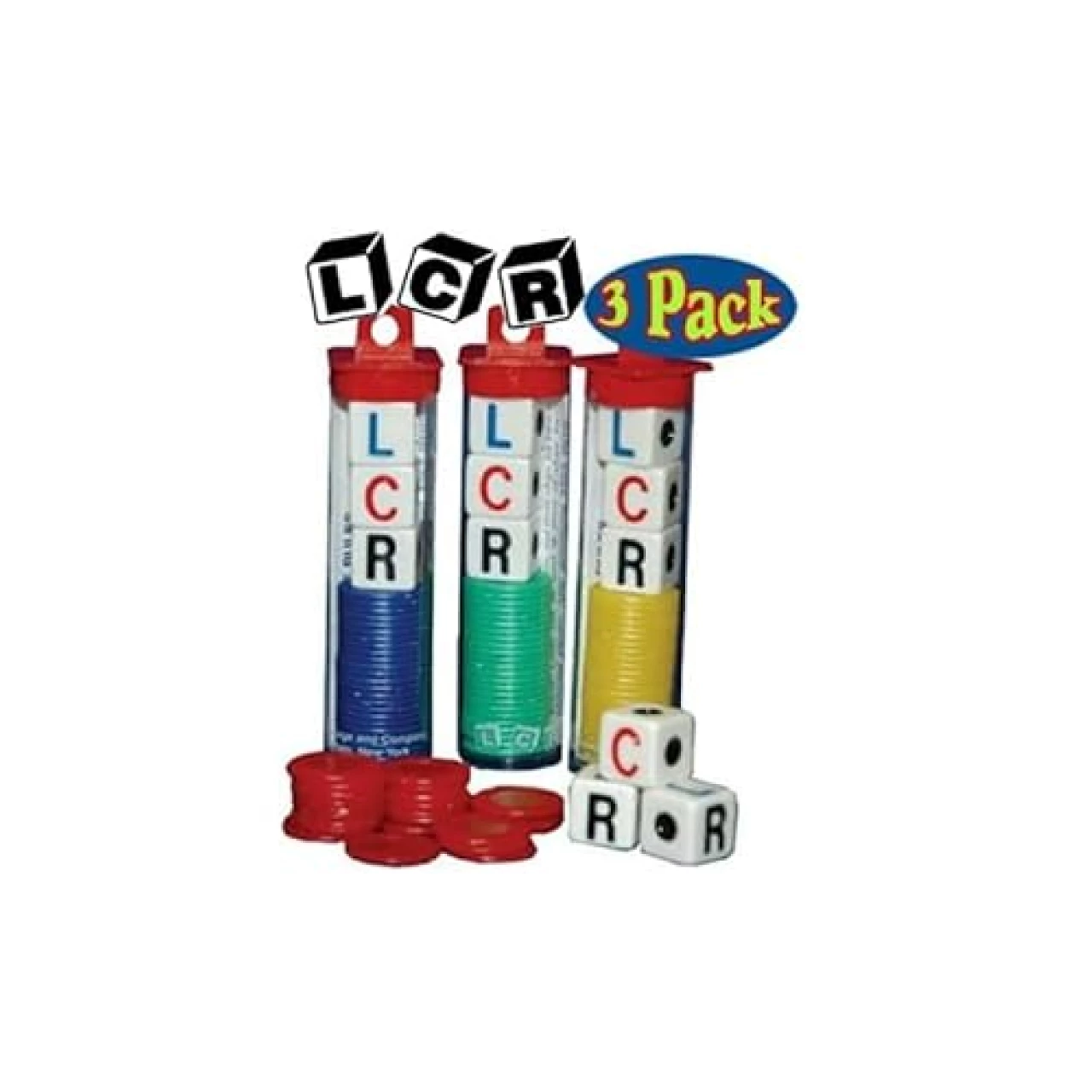 George &amp; Company LLC LCR Dice Game Set Bundle (Left Right Center) - 3 Pack Assorted Colors