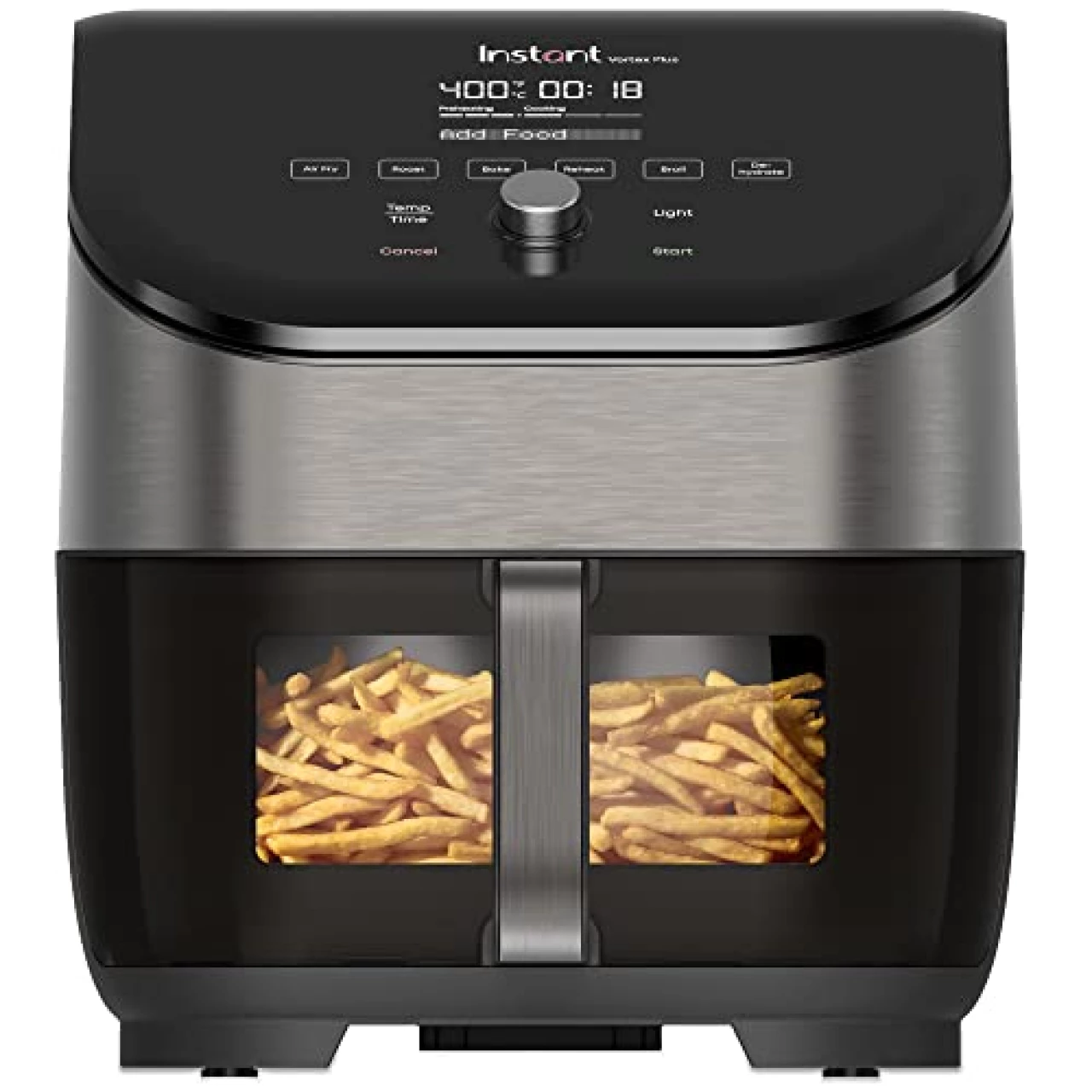 Instant Vortex Plus 6QT Air Fryer with Odor Erase Technology, 6-in-1 Functions that Crisps, Roasts, Broils, Dehydrates, Bakes &amp; Reheats, 100+ In-App Recipes, from the Makers of Instant Pot, Black