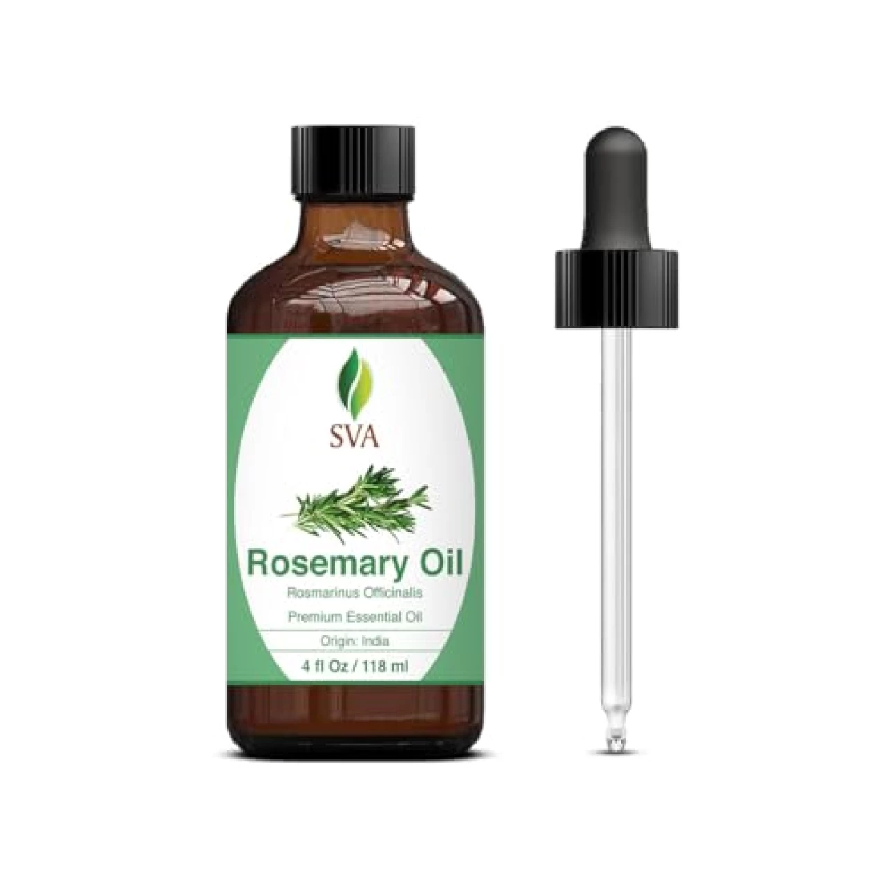 SVA Rosemary Essential Oil 4 oz (118 ml) Premium Essential Oil with Dropper for Hair Care, Hair Oiling, Scalp Massage, Skin Care &amp; Aromatherapy