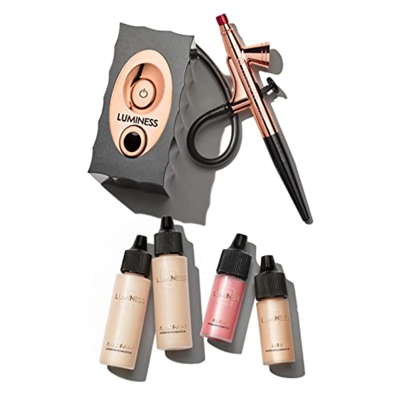 Luminess Air Icon Makeup Airbrush System and 4-Piece Foundation Starter Kit, Fair Coverage - Quick, Easy &amp; Long Lasting Application - Includes Silk 4-In-1 Foundation, Highlighter &amp; Blush