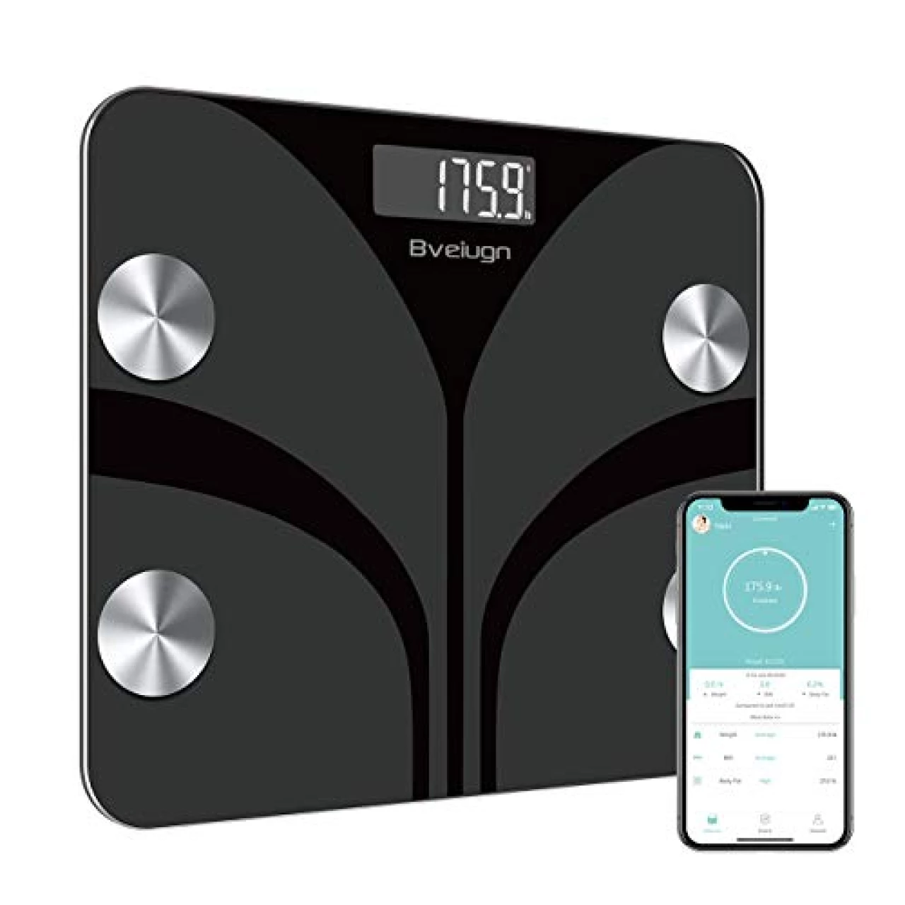 Scale for Body Weight, Bveiugn Digital Bathroom Smart Scale LED Display, 13 Body Composition Analyzer