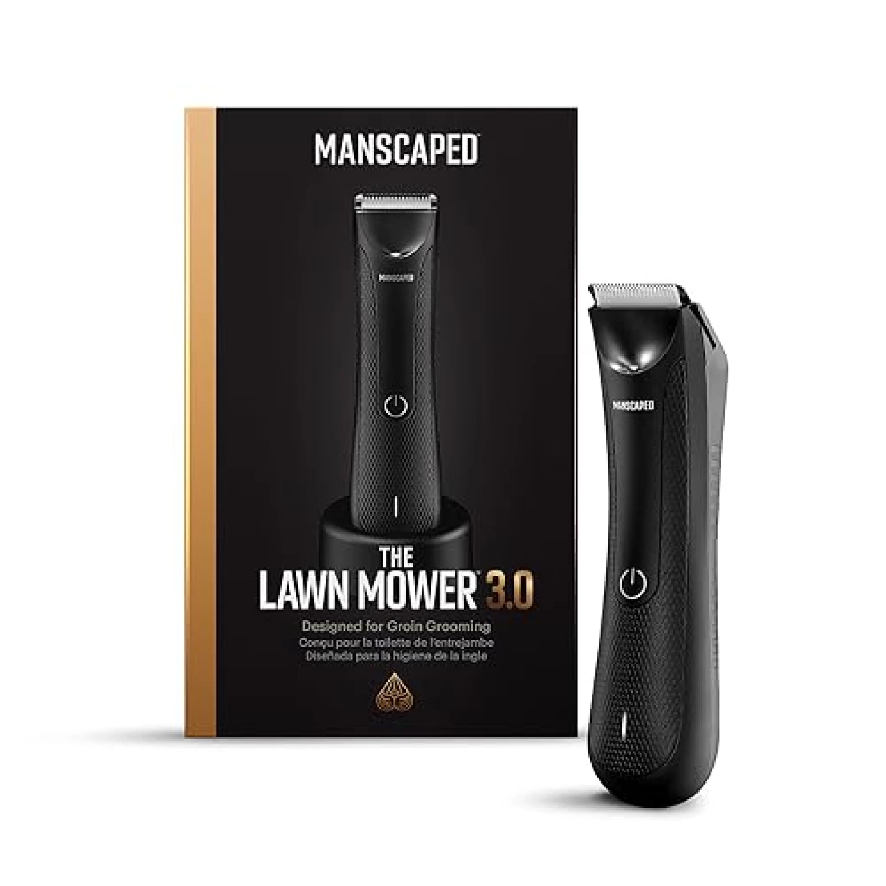 MANSCAPED® Electric Groin Hair Trimmer, The Lawn Mower™ 3.0, Replaceable Ceramic Blade Heads, Waterproof Wet/Dry Clippers, Standing Recharge Dock, Ultimate Male Body Hair Razor